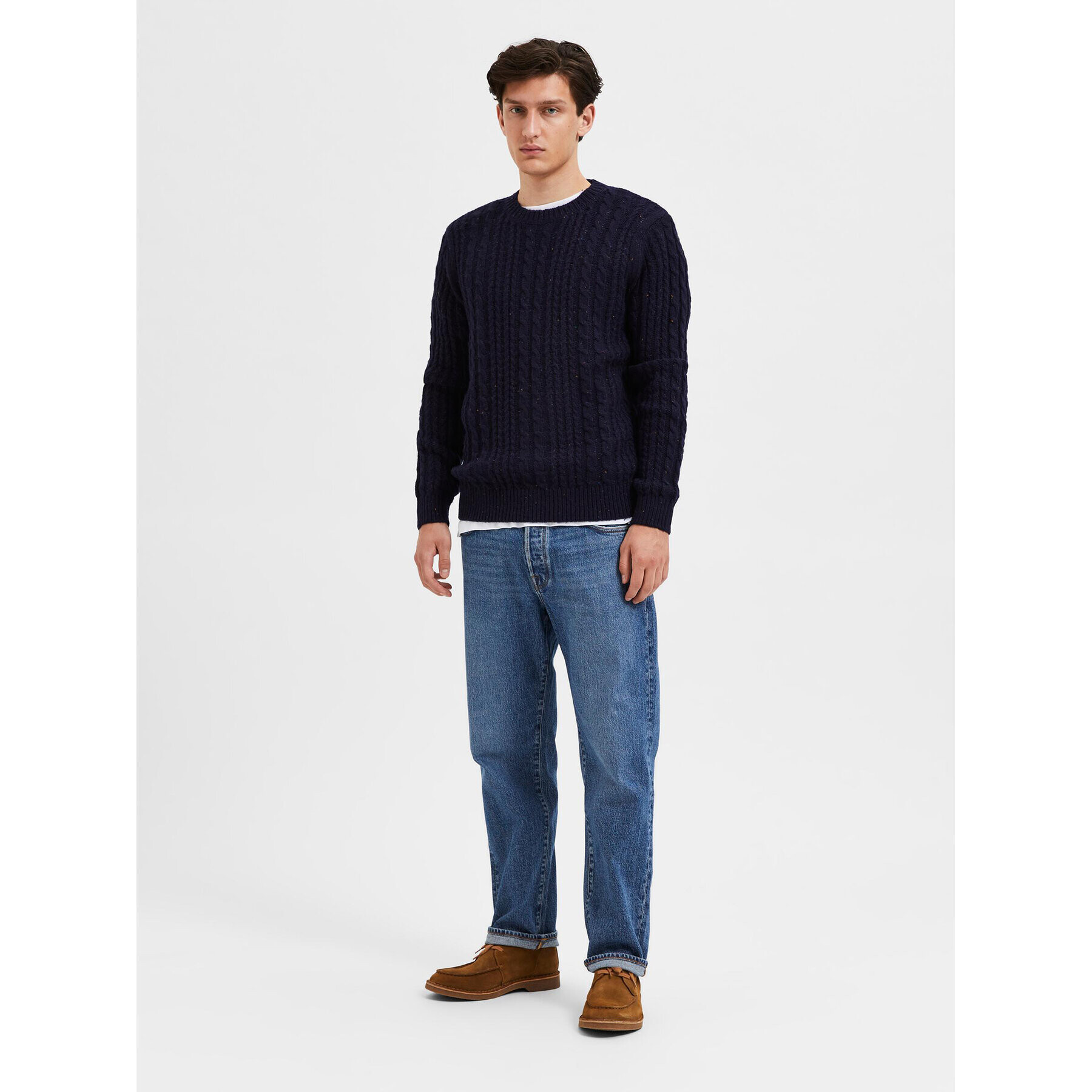 Selected Homme Pulover Henry 16086685 Bleumarin Relaxed Fit - Pled.ro