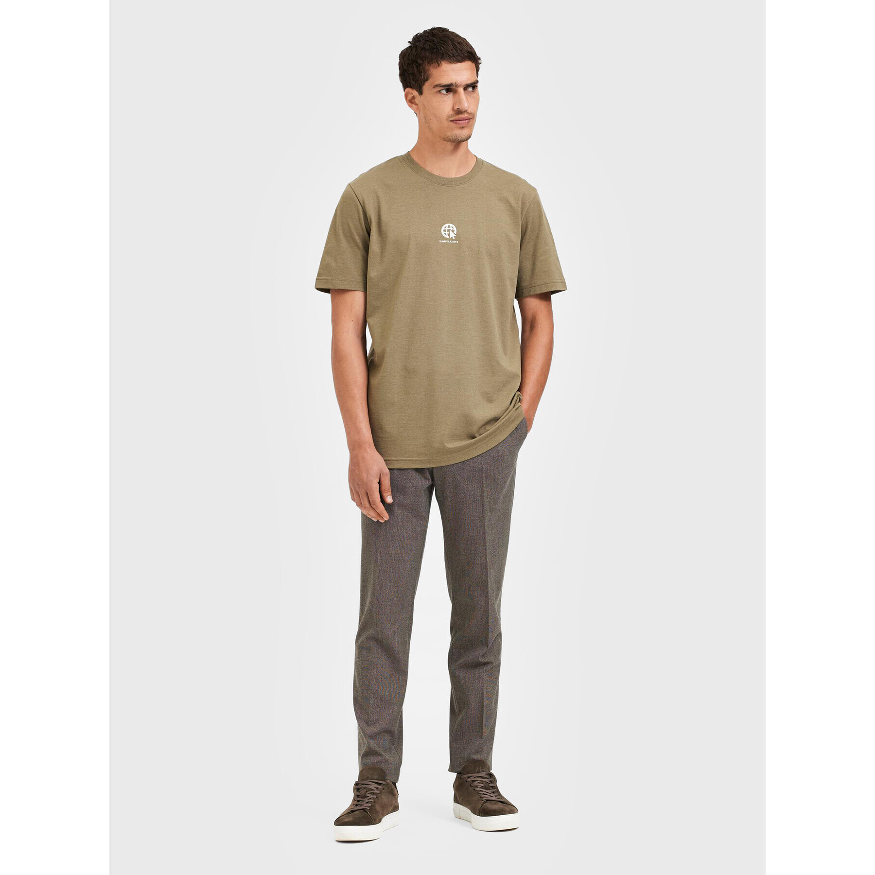 Selected Homme Tricou Armin 16085666 Verde Slim Fit - Pled.ro