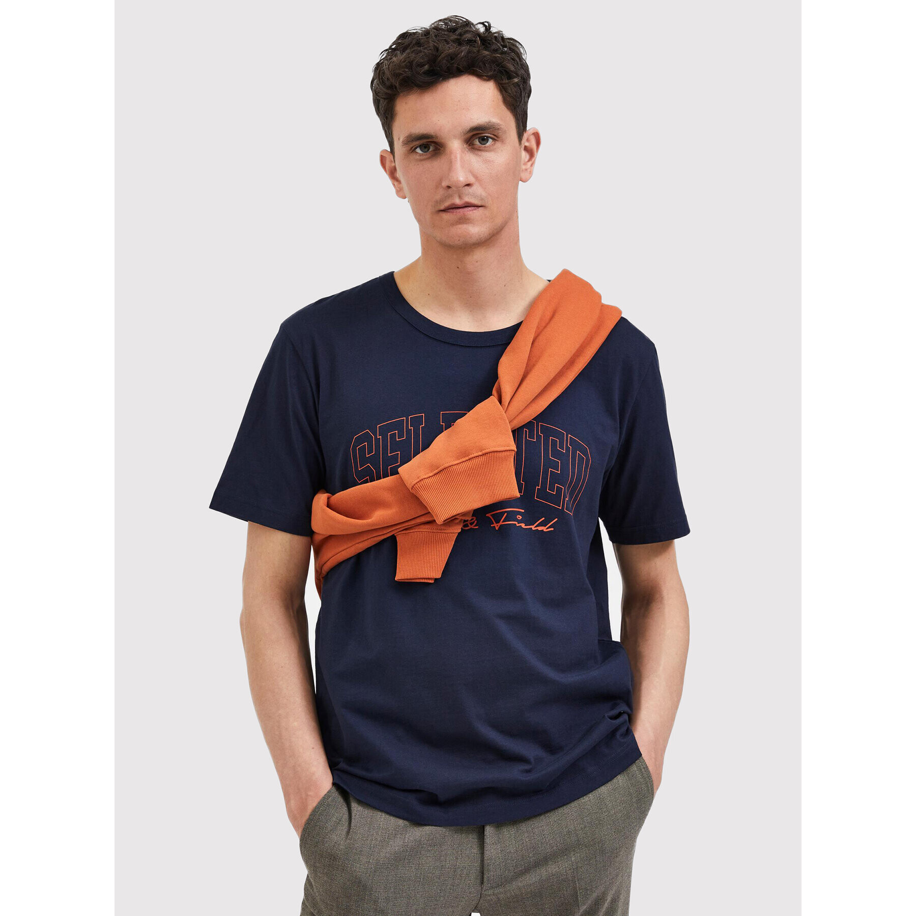 Selected Homme Tricou Bene 16085656 Bleumarin Regular Fit - Pled.ro