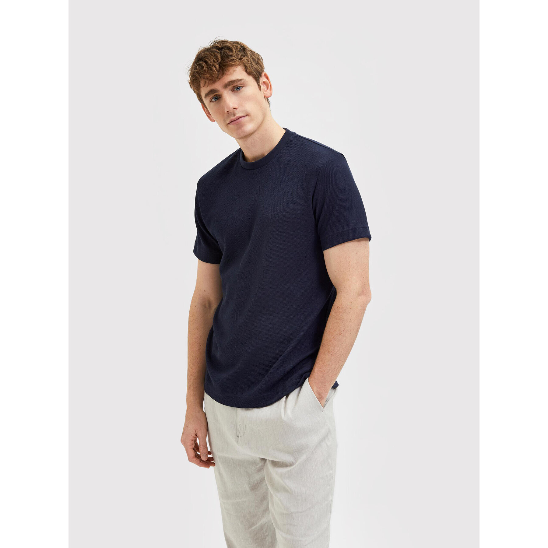 Selected Homme Tricou Eshan 16084630 Bleumarin Regular Fit - Pled.ro