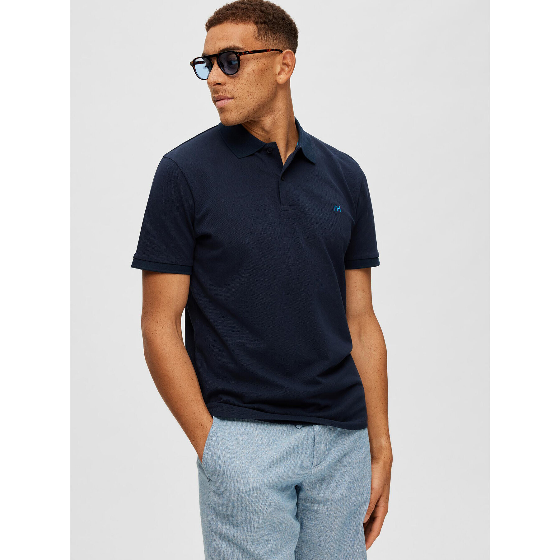 Selected Homme Tricou polo 16087839 Bleumarin Regular Fit - Pled.ro