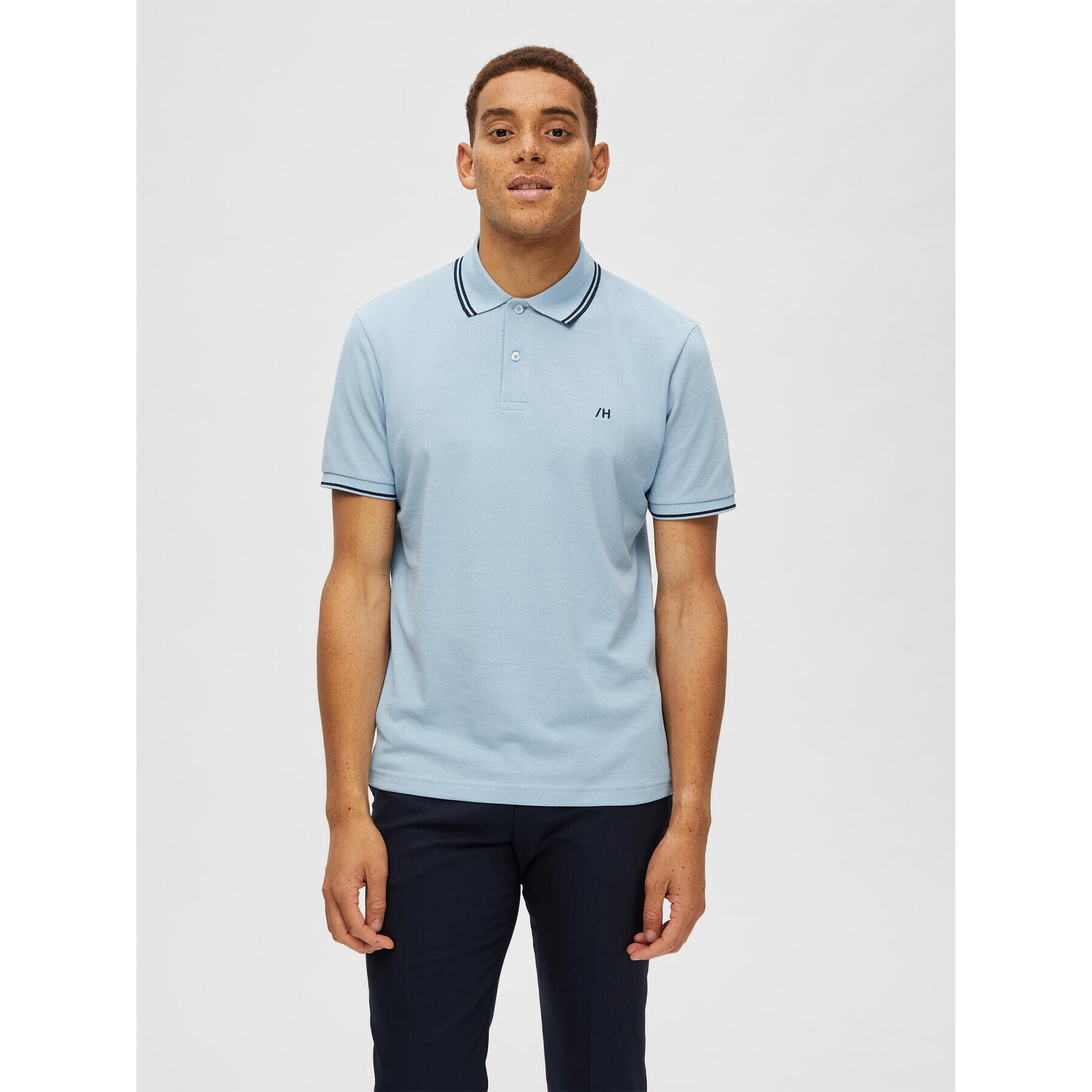 Selected Homme Tricou polo 16087840 Albastru Regular Fit - Pled.ro