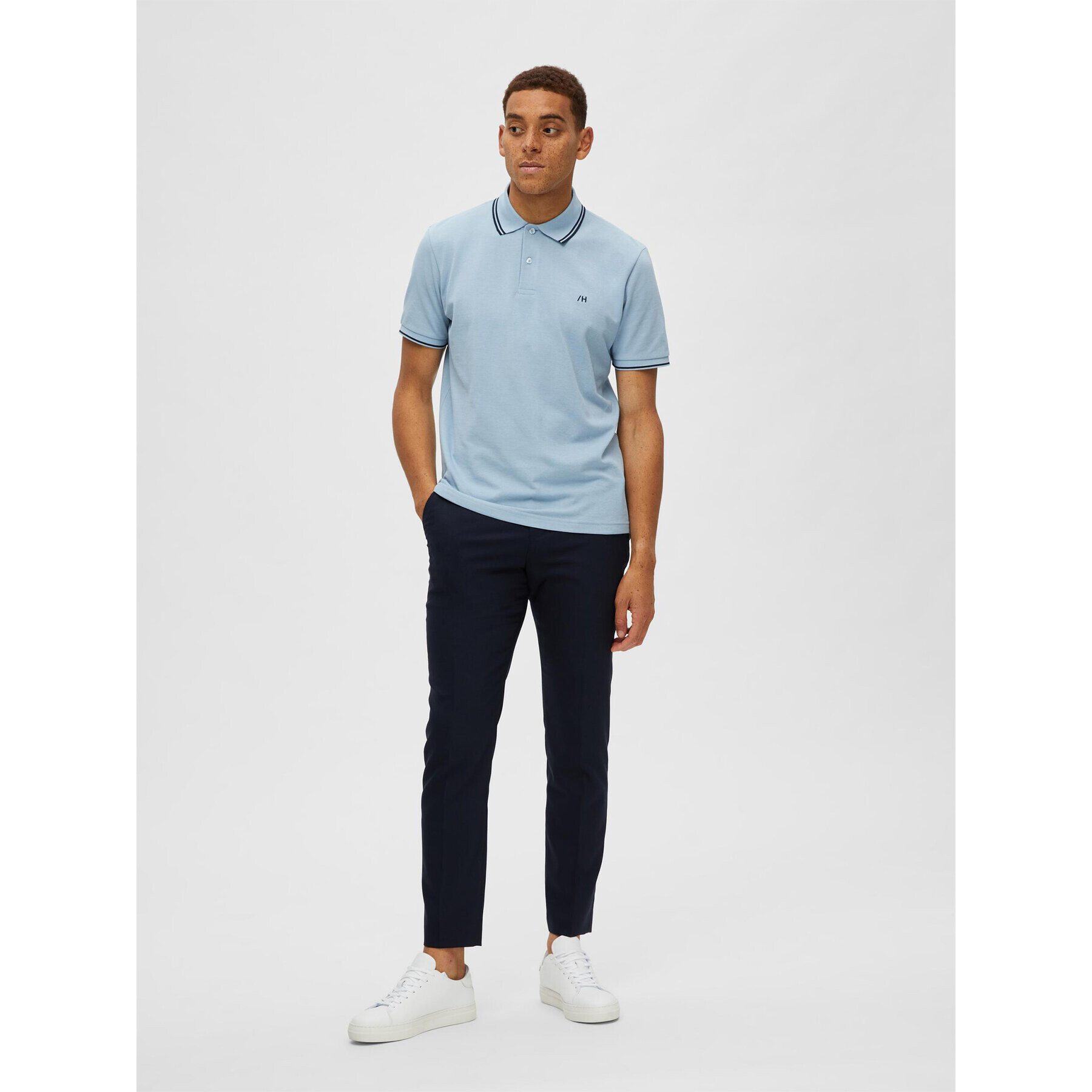 Selected Homme Tricou polo 16087840 Albastru Regular Fit - Pled.ro