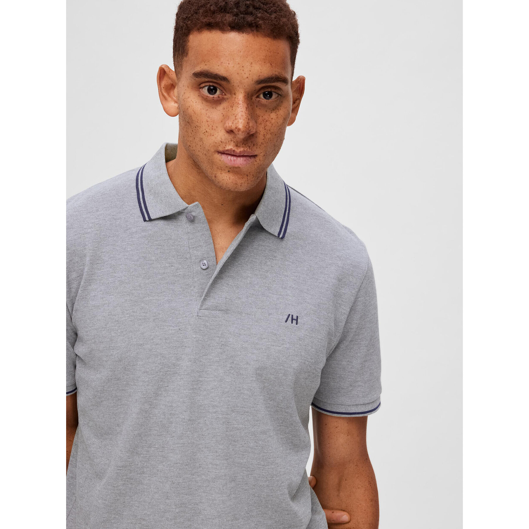 Selected Homme Tricou polo 16087840 Gri Regular Fit - Pled.ro