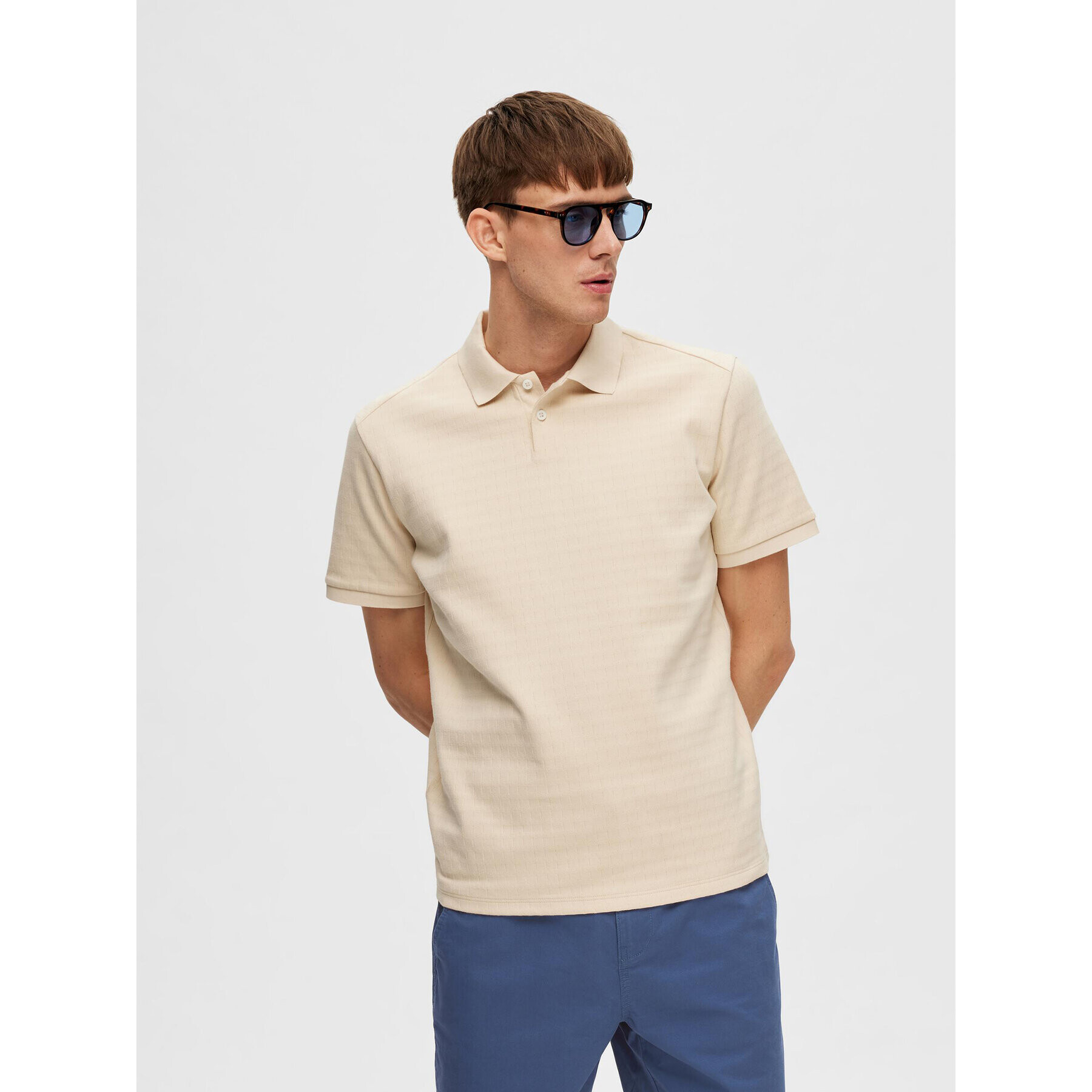 Selected Homme Tricou polo 16088575 Bej Regular Fit - Pled.ro