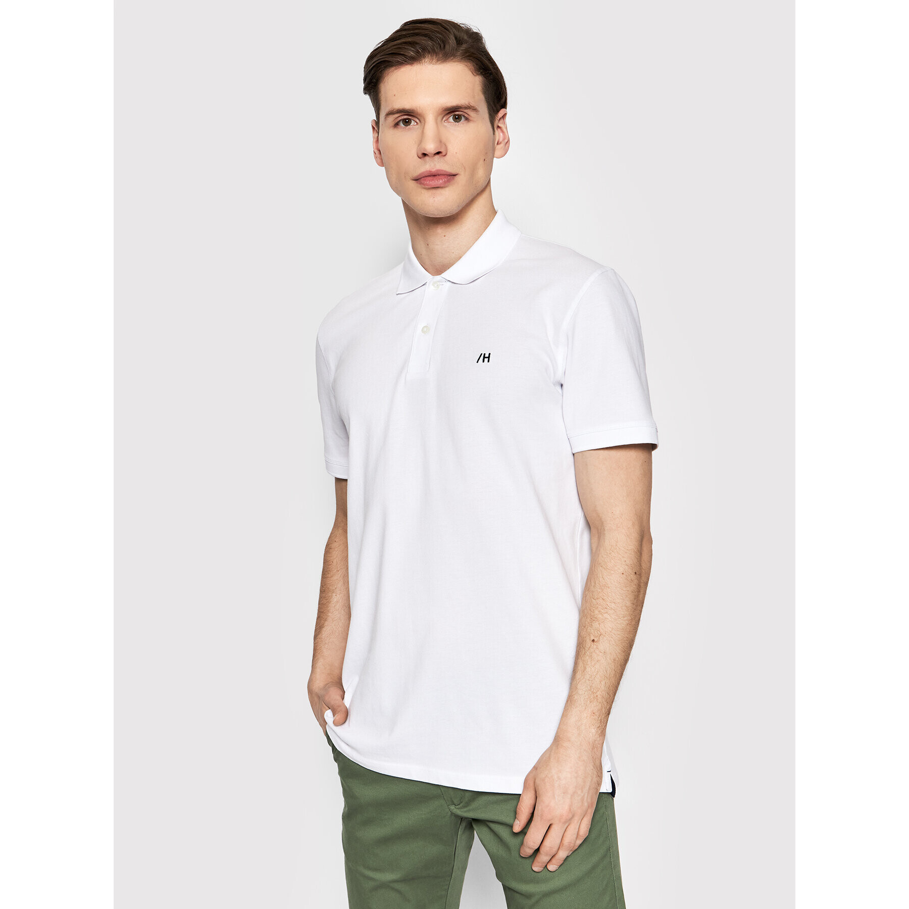 Selected Homme Tricou polo Aze 16082840 Alb Regular Fit - Pled.ro