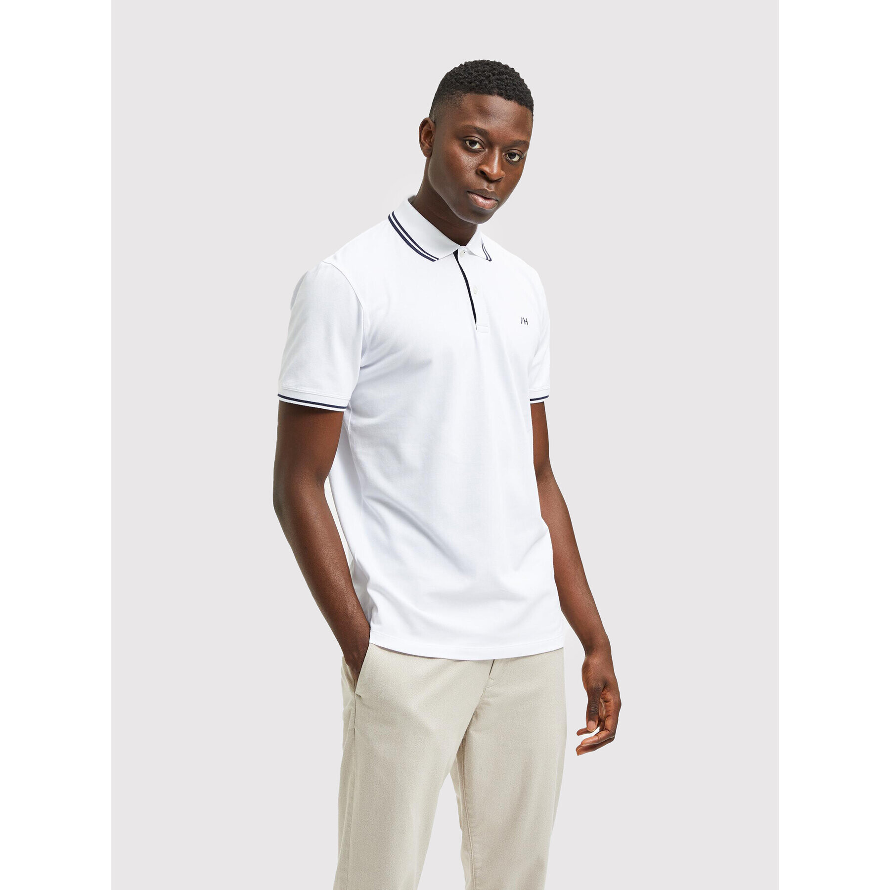 Selected Homme Tricou polo Aze 16082841 Alb Regular Fit - Pled.ro