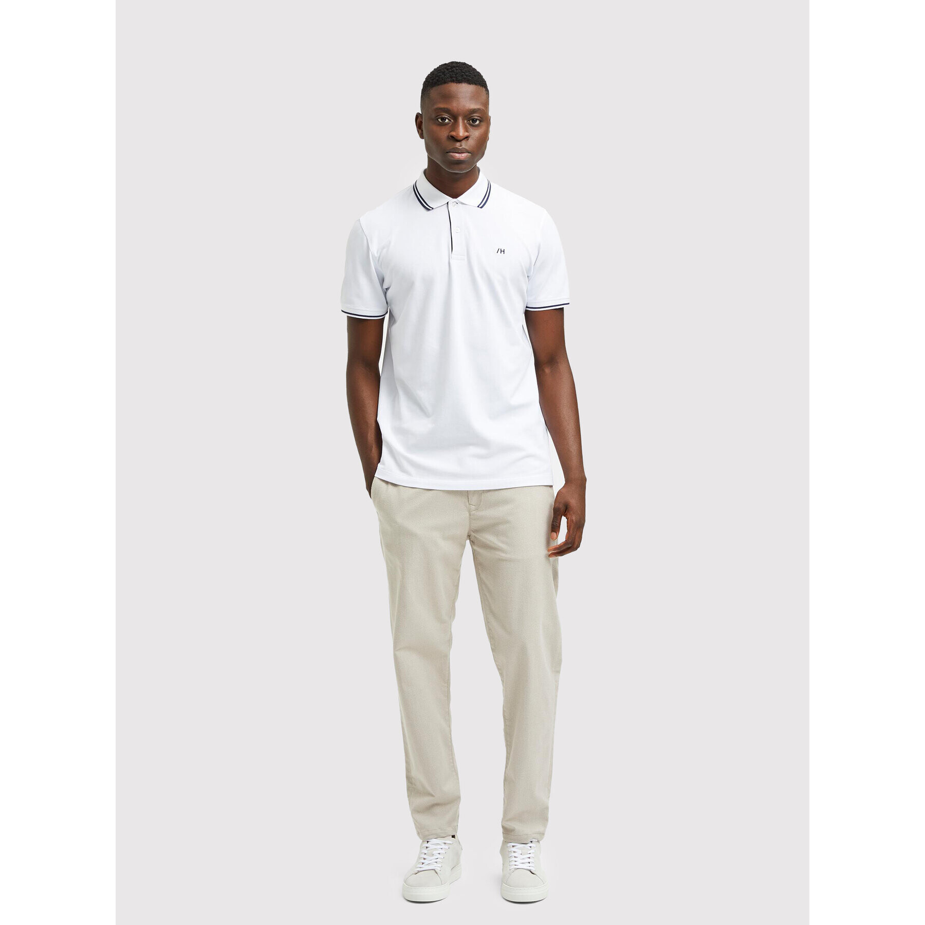 Selected Homme Tricou polo Aze 16082841 Alb Regular Fit - Pled.ro