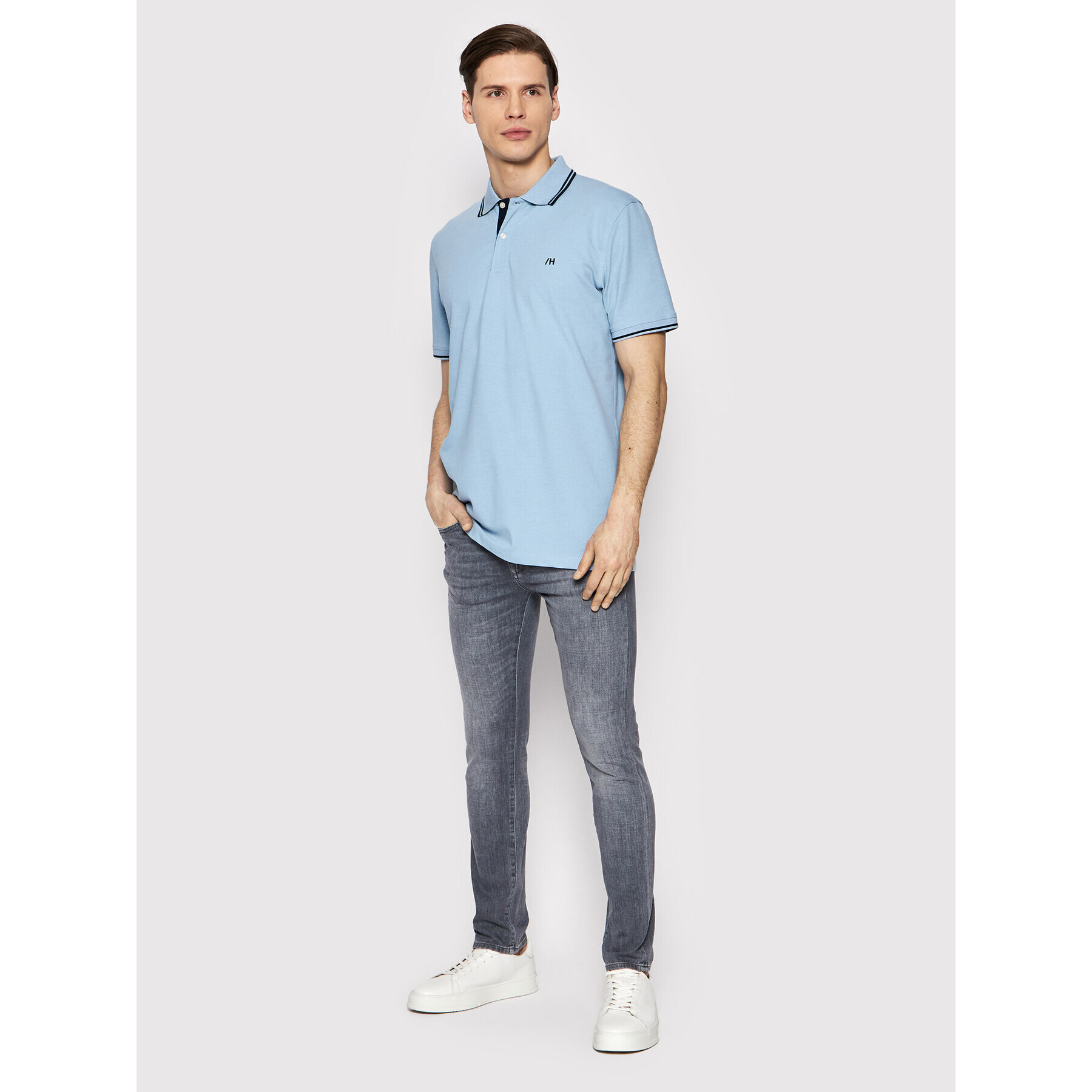 Selected Homme Tricou polo Aze 16082841 Albastru Regular Fit - Pled.ro