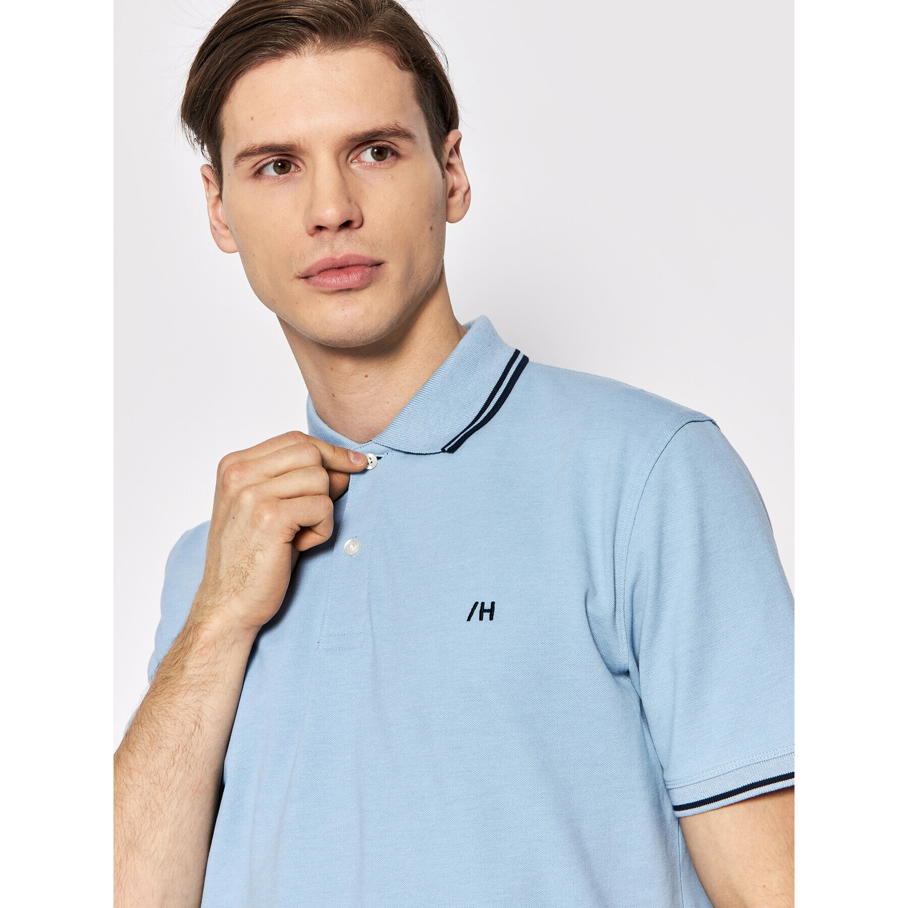 Selected Homme Tricou polo Aze 16082841 Albastru Regular Fit - Pled.ro