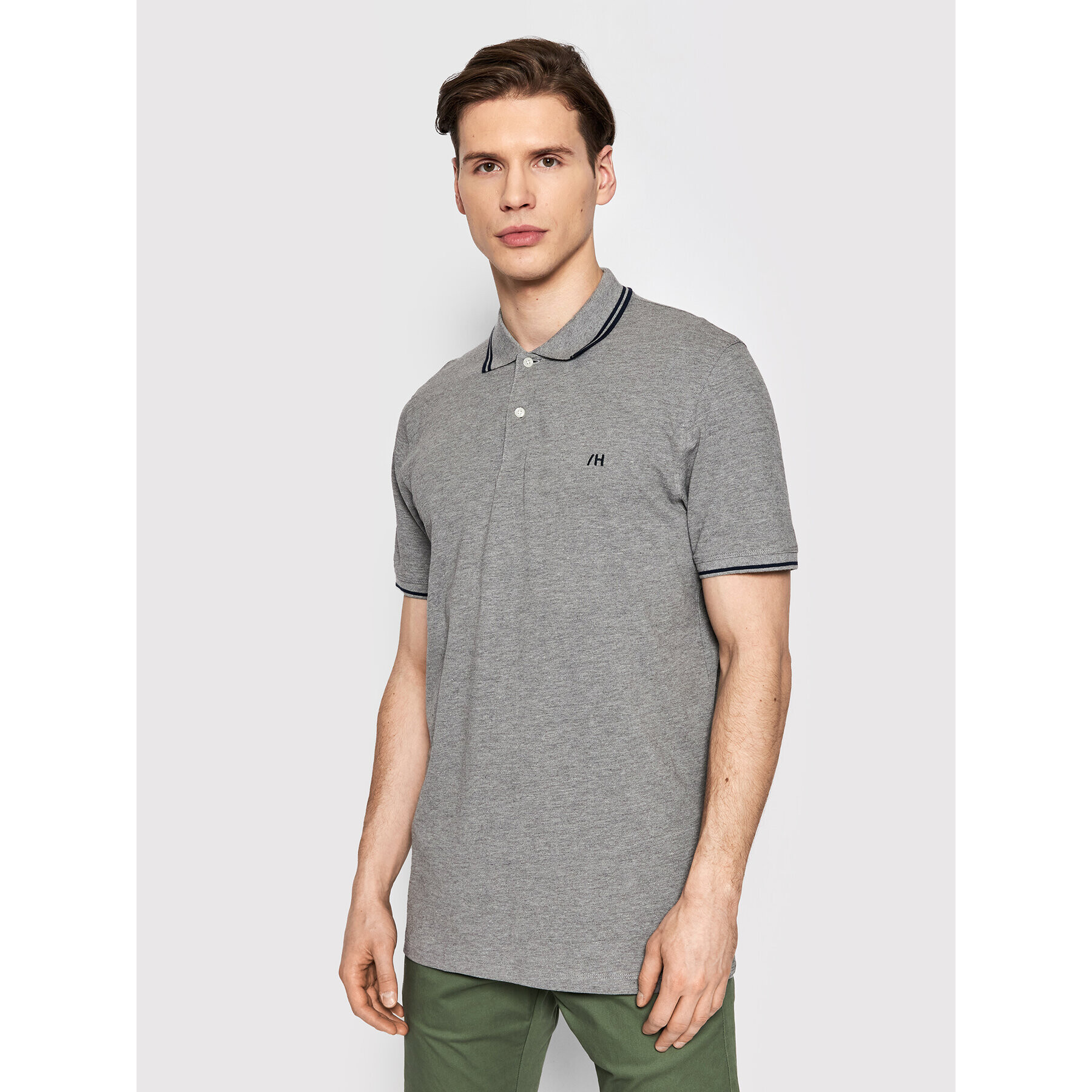 Selected Homme Tricou polo Aze 16082841 Gri Regular Fit - Pled.ro