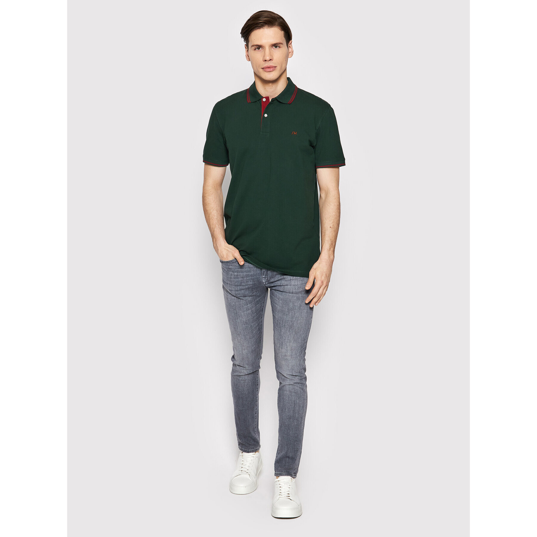 Selected Homme Tricou polo Aze 16082841 Verde Regular Fit - Pled.ro