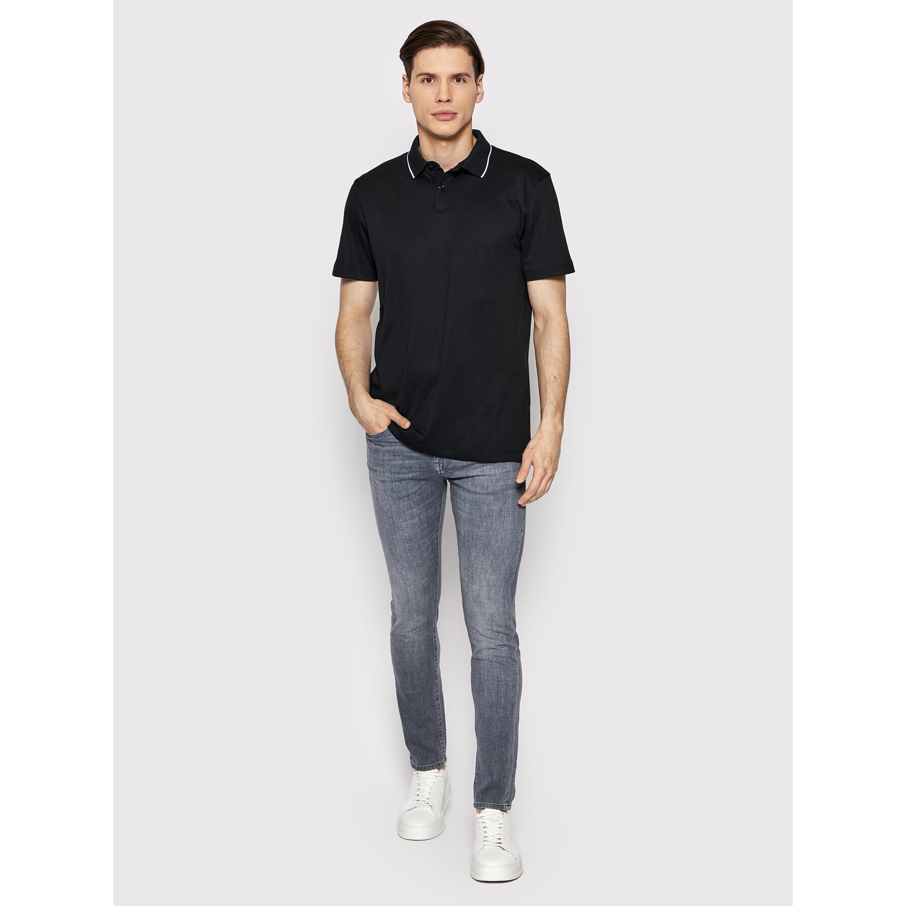 Selected Homme Tricou polo Leroy 16082844 Negru Regular Fit - Pled.ro