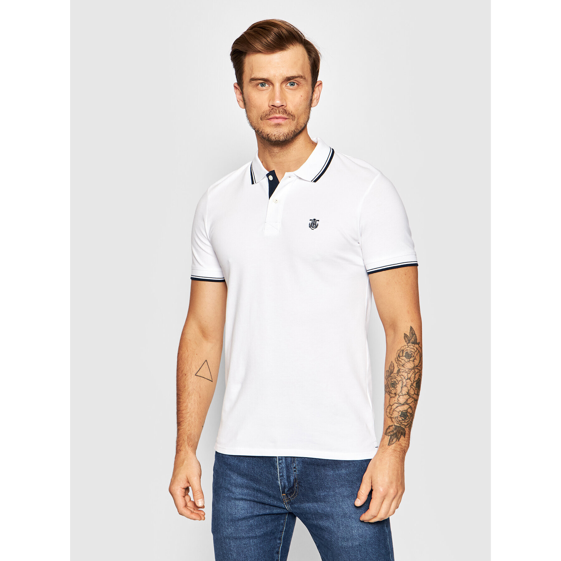 Selected Homme Tricou polo New Season 16062542 Alb Regular Fit - Pled.ro