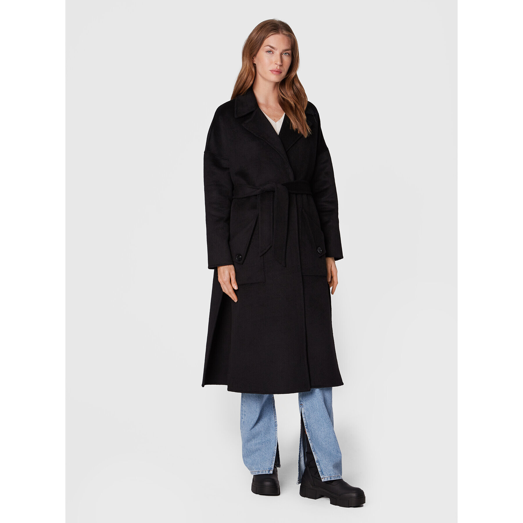 Silvian Heach Palton de lână PGA22199CP Negru Oversize - Pled.ro