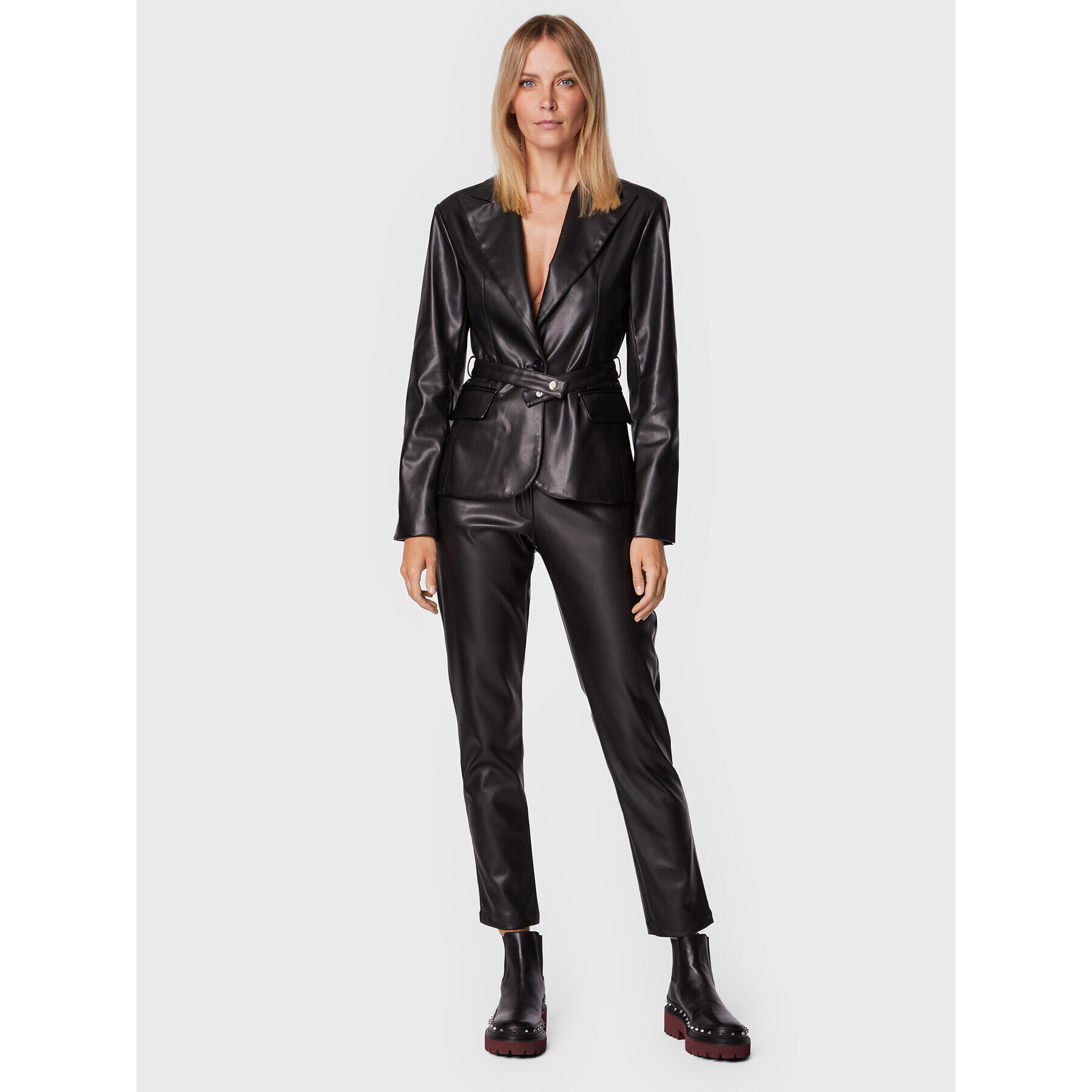 Silvian Heach Pantaloni din imitație de piele PGA22242PA Negru Regular Fit - Pled.ro