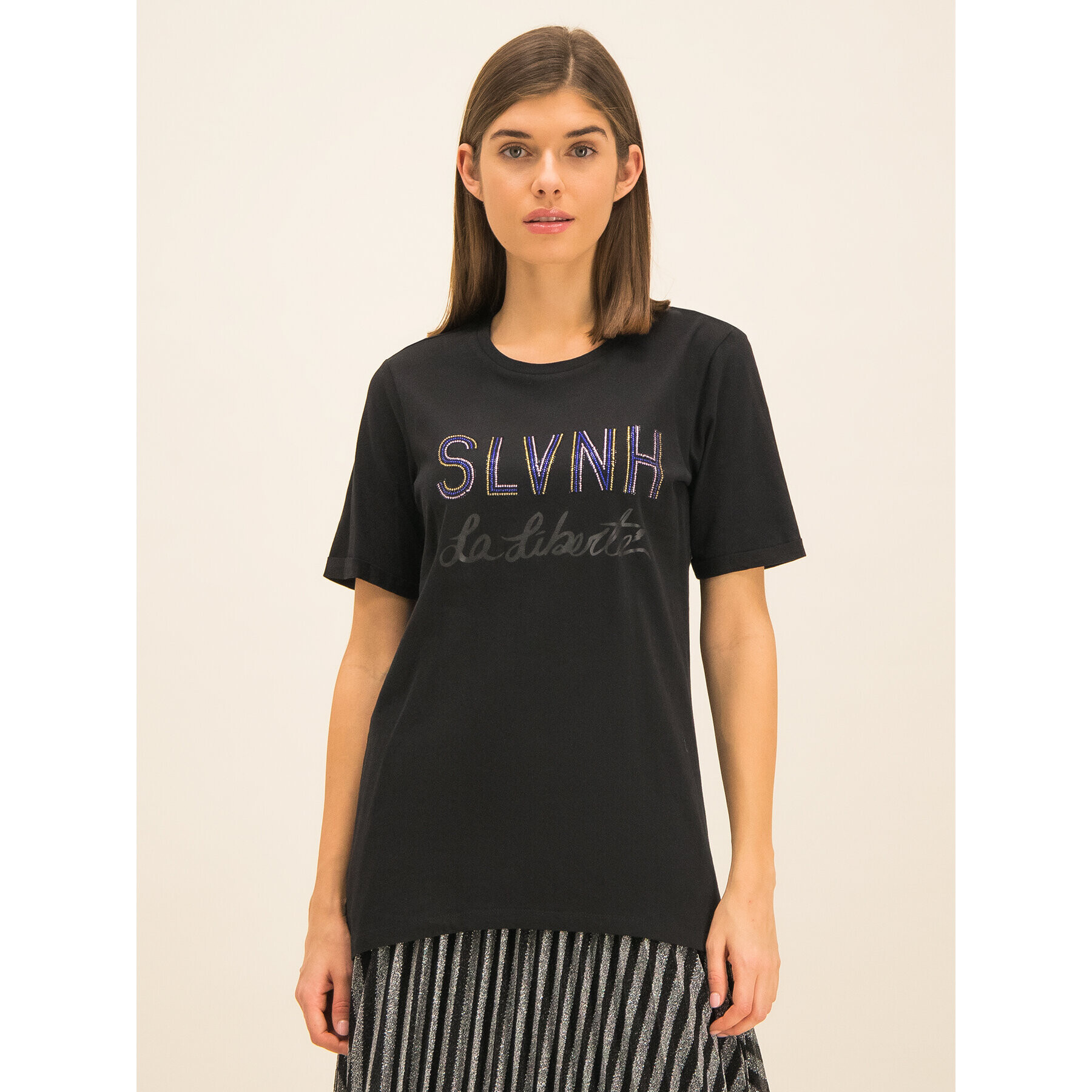 Silvian Heach Tricou Stitten PGA19022TS Negru Regular Fit - Pled.ro