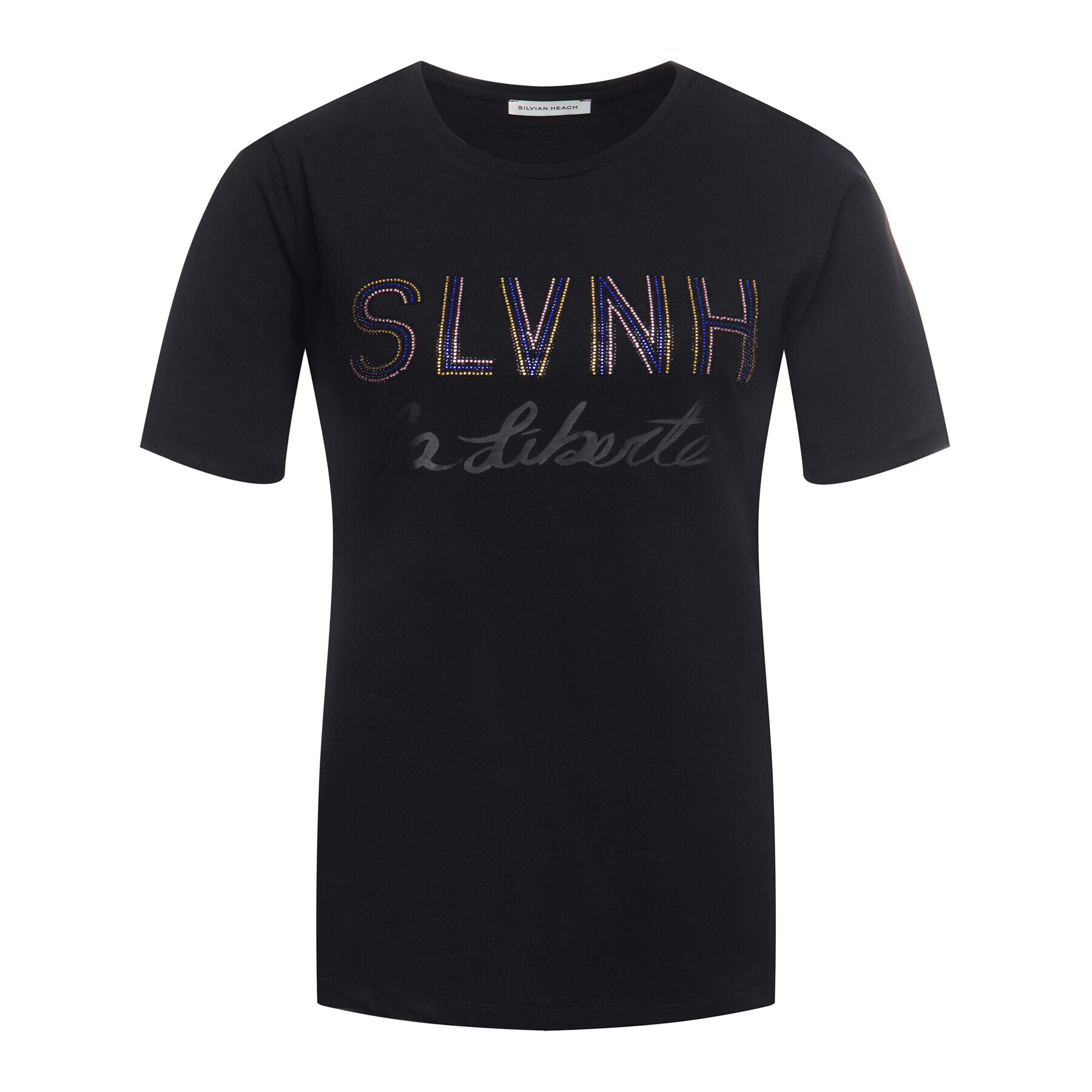 Silvian Heach Tricou Stitten PGA19022TS Negru Regular Fit - Pled.ro