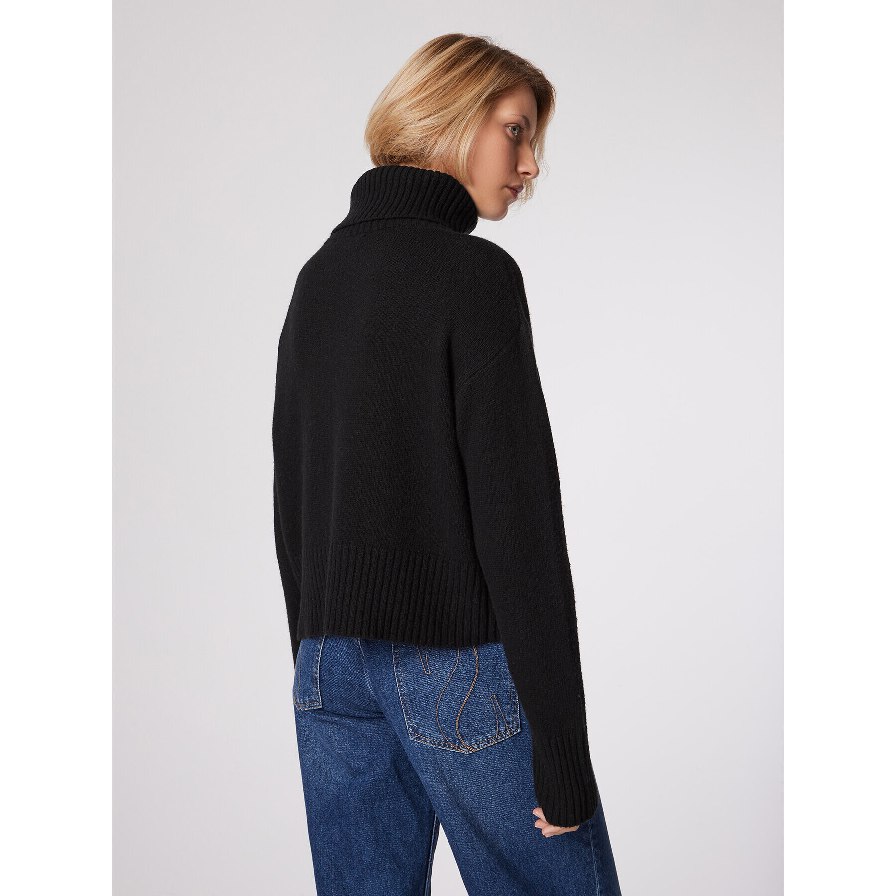 Simple Bluză cu gât SWD513-01 Negru Relaxed Fit - Pled.ro