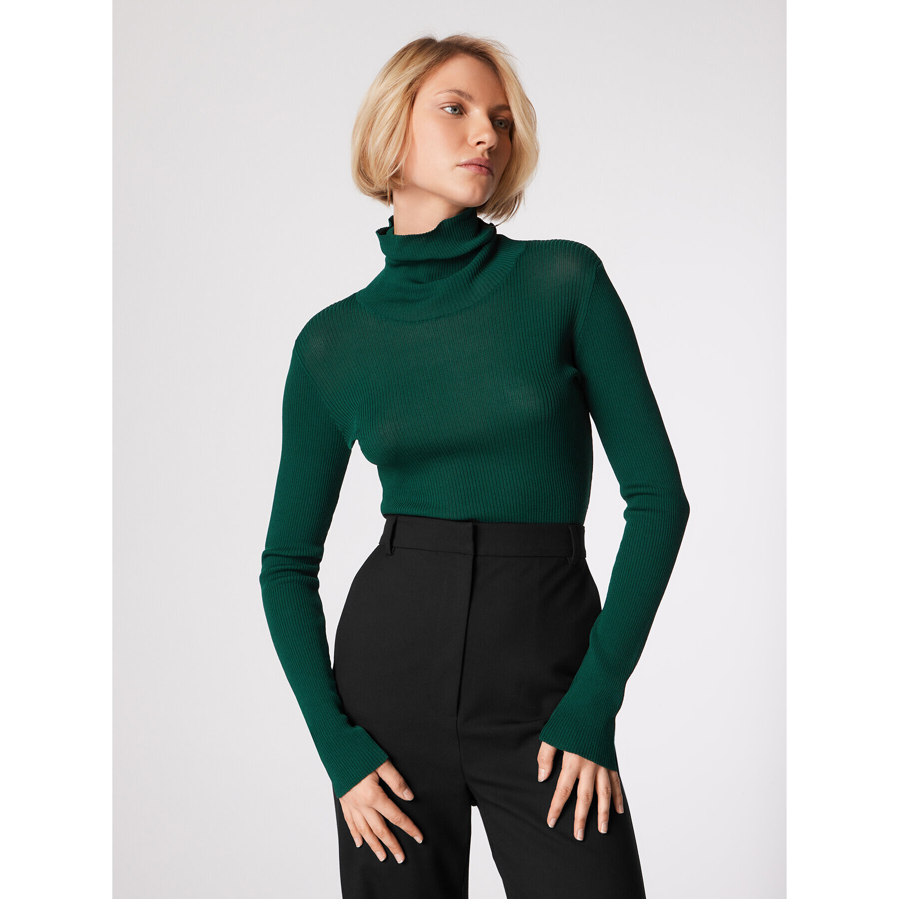 Simple Bluză cu gât SWD551-02 Verde Slim Fit - Pled.ro