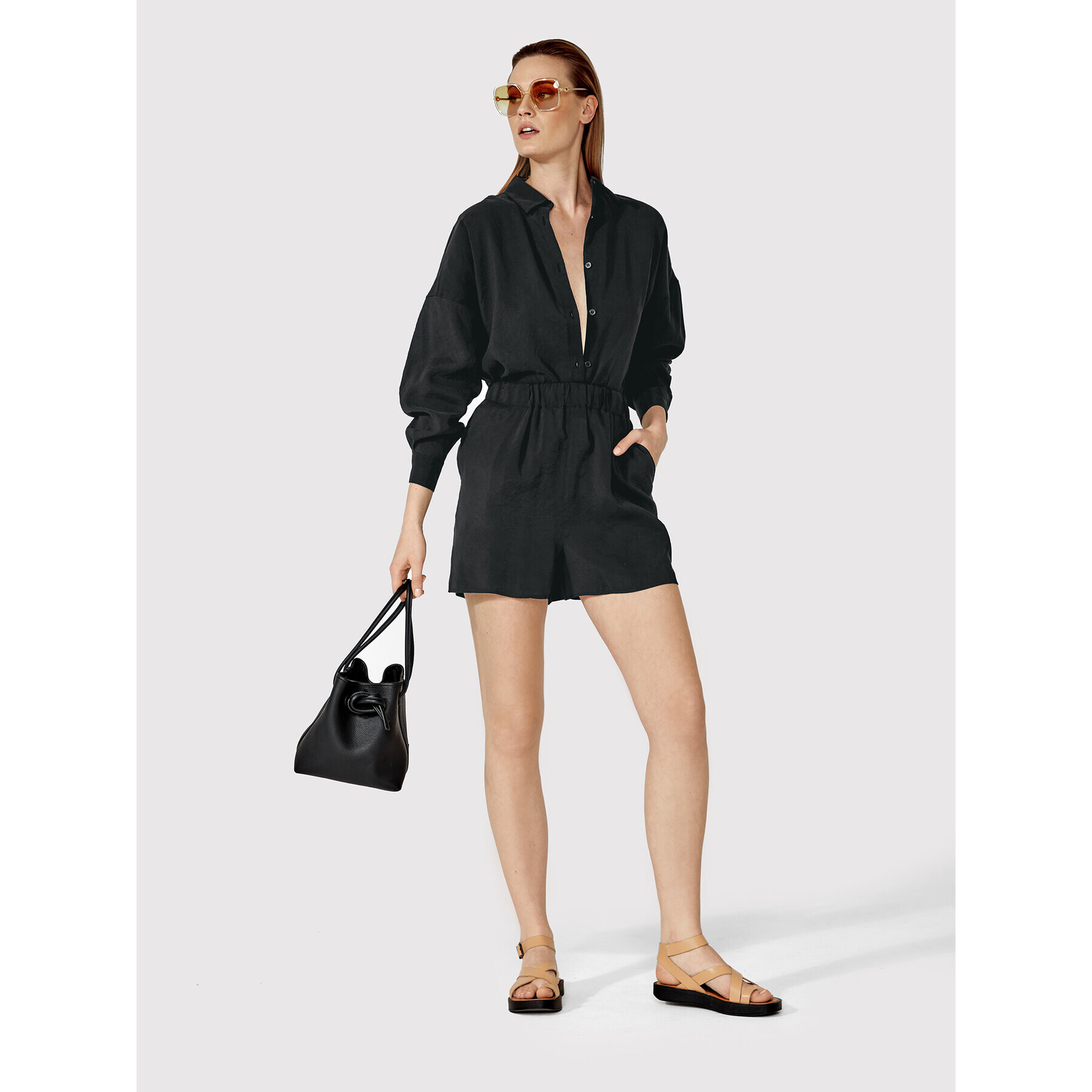 Simple Cămașă KOD004 Negru Relaxed Fit - Pled.ro