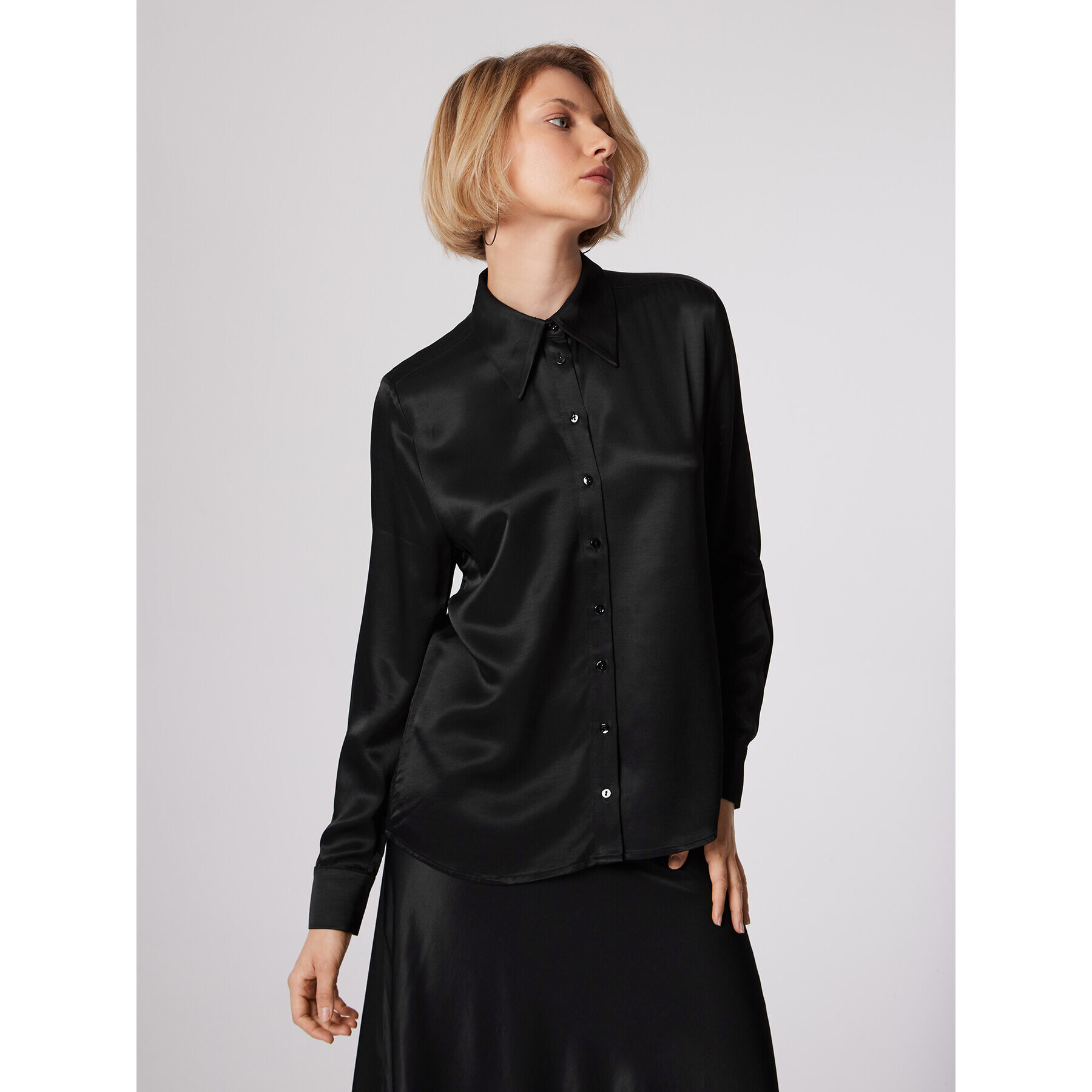 Simple Cămașă KOD502-01 Negru Relaxed Fit - Pled.ro