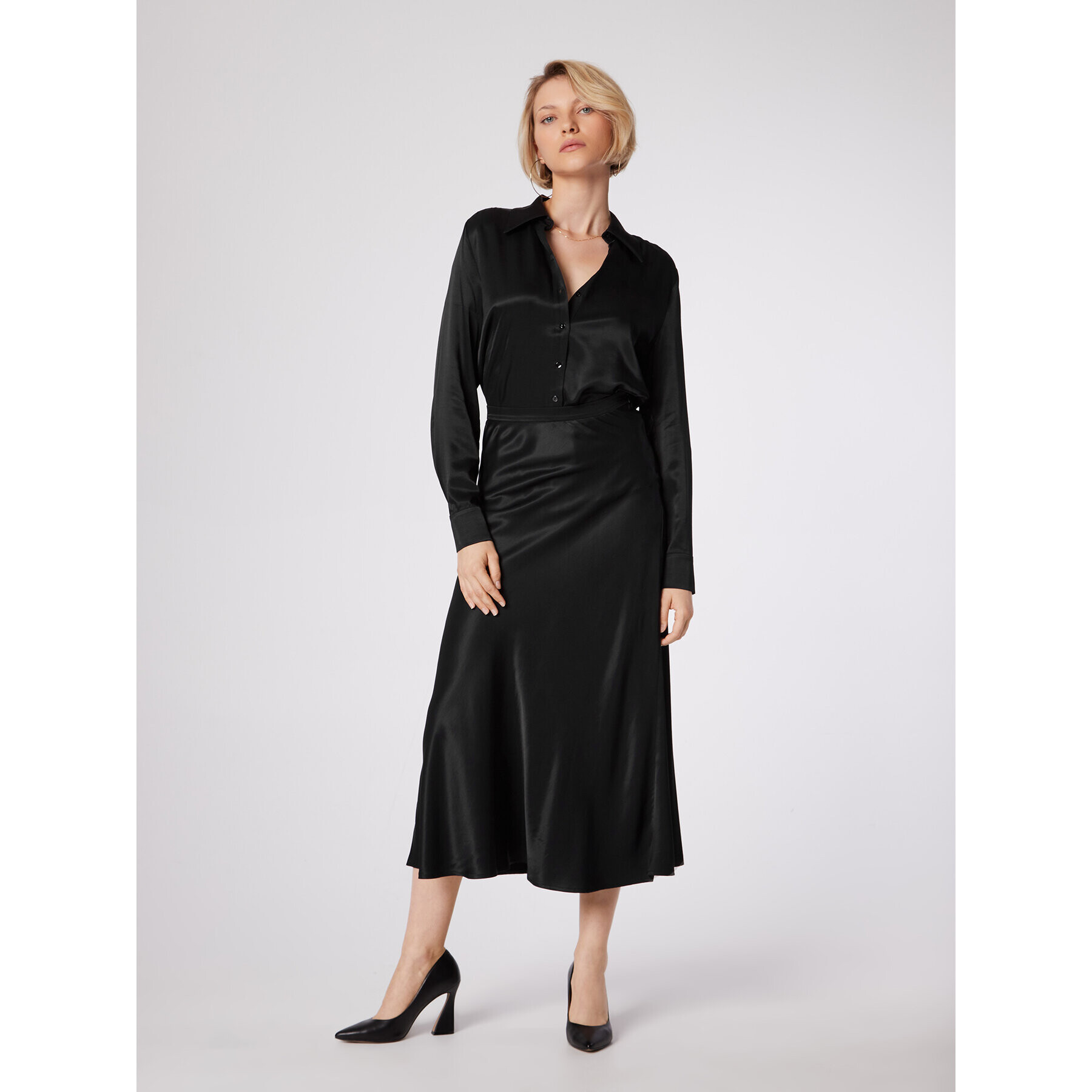 Simple Cămașă KOD502-01 Negru Relaxed Fit - Pled.ro