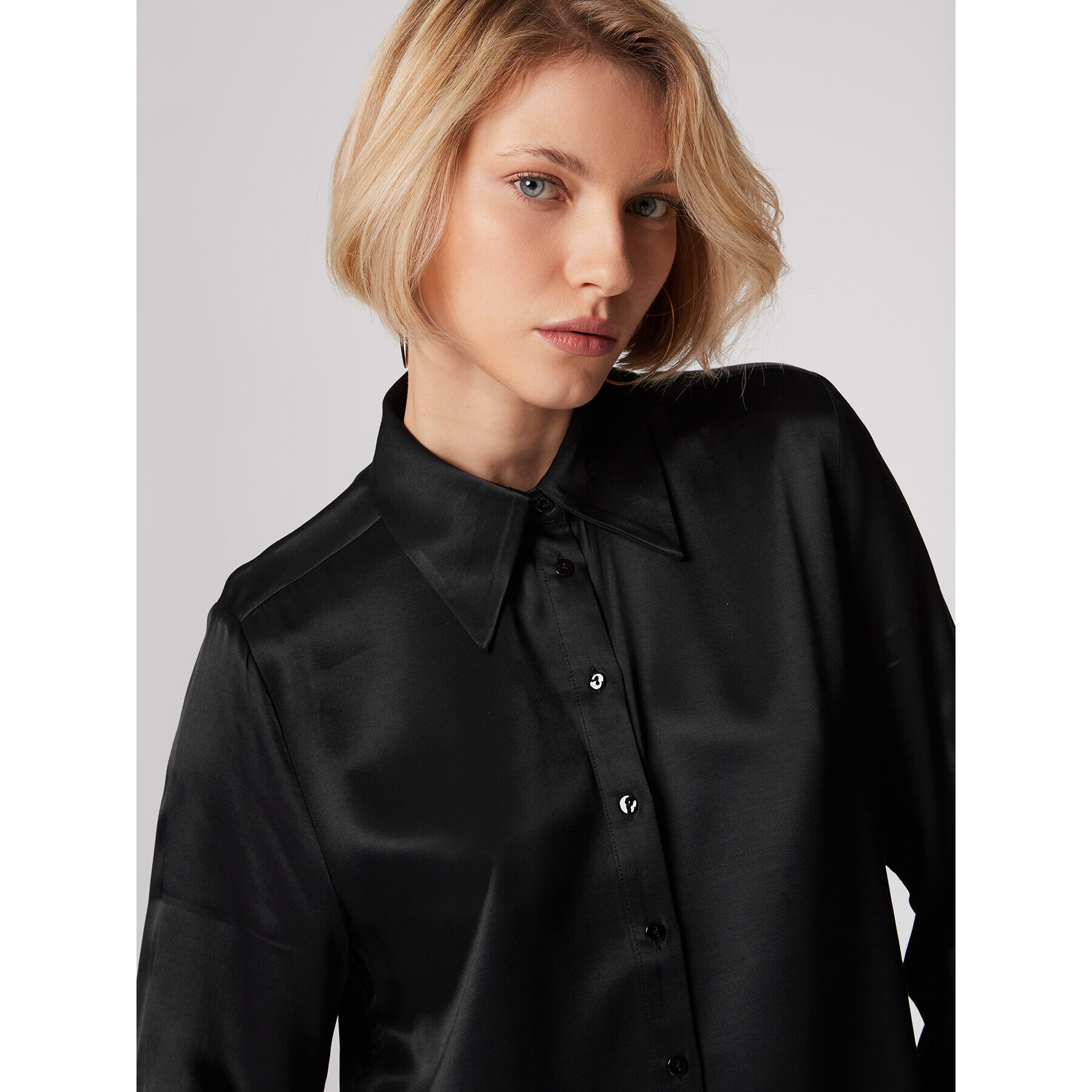 Simple Cămașă KOD502-01 Negru Relaxed Fit - Pled.ro