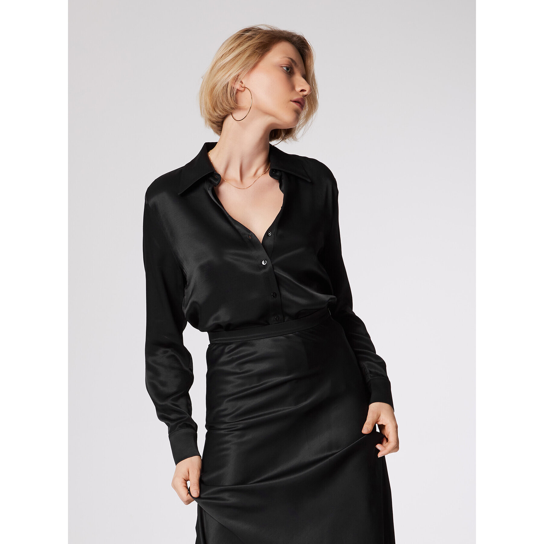 Simple Cămașă KOD502-01 Negru Relaxed Fit - Pled.ro