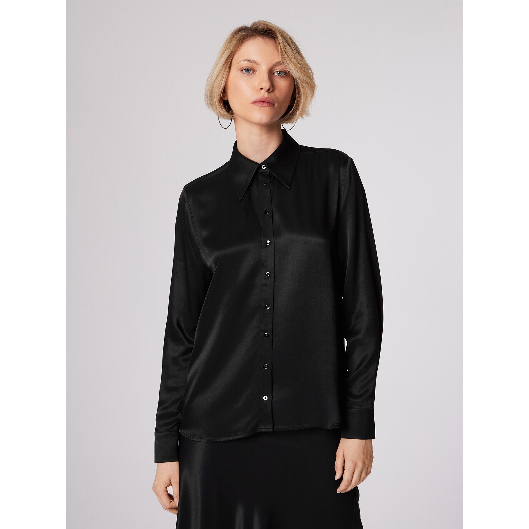 Simple Cămașă KOD502-01 Negru Relaxed Fit - Pled.ro