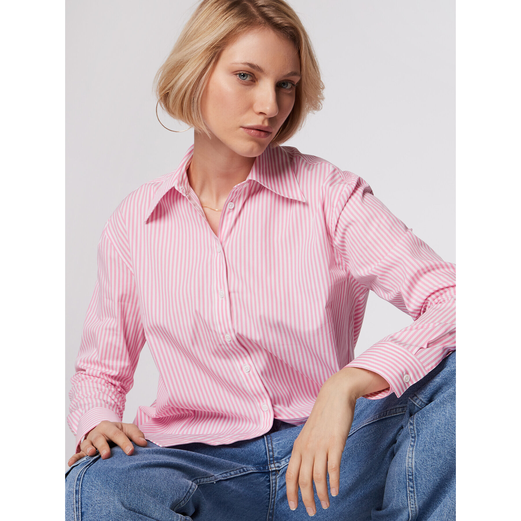 Simple Cămașă KOD505-02 Roz Relaxed Fit - Pled.ro