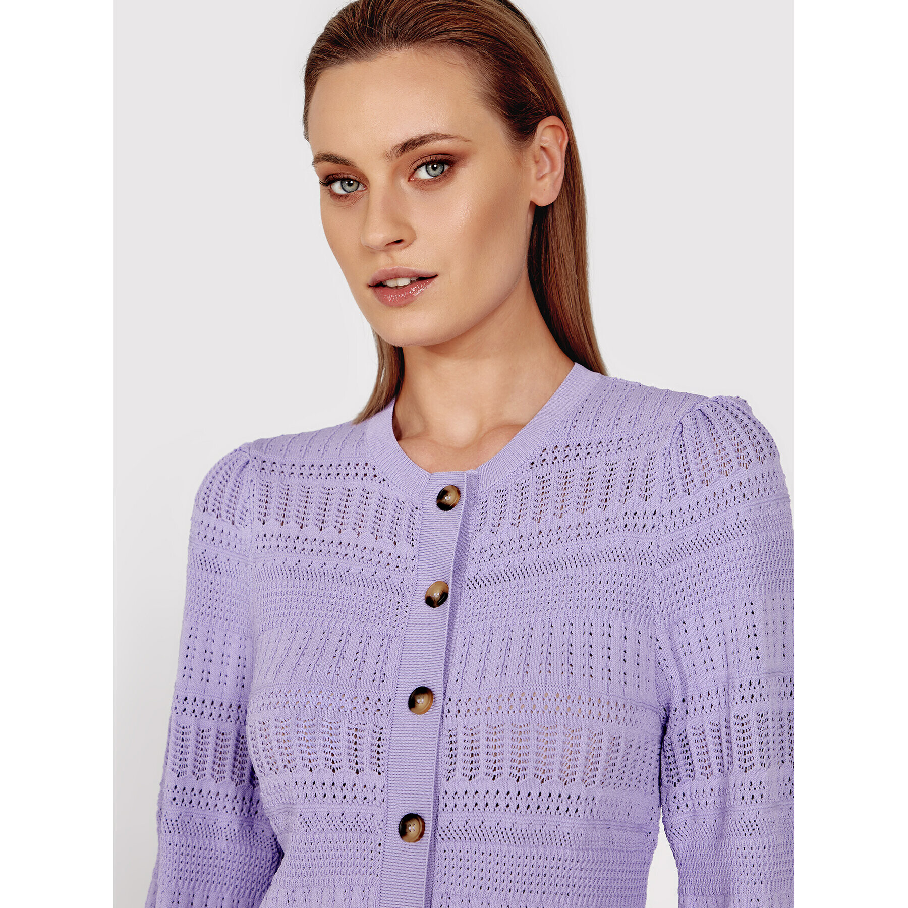 Simple Cardigan SWD024 Violet Regular Fit - Pled.ro