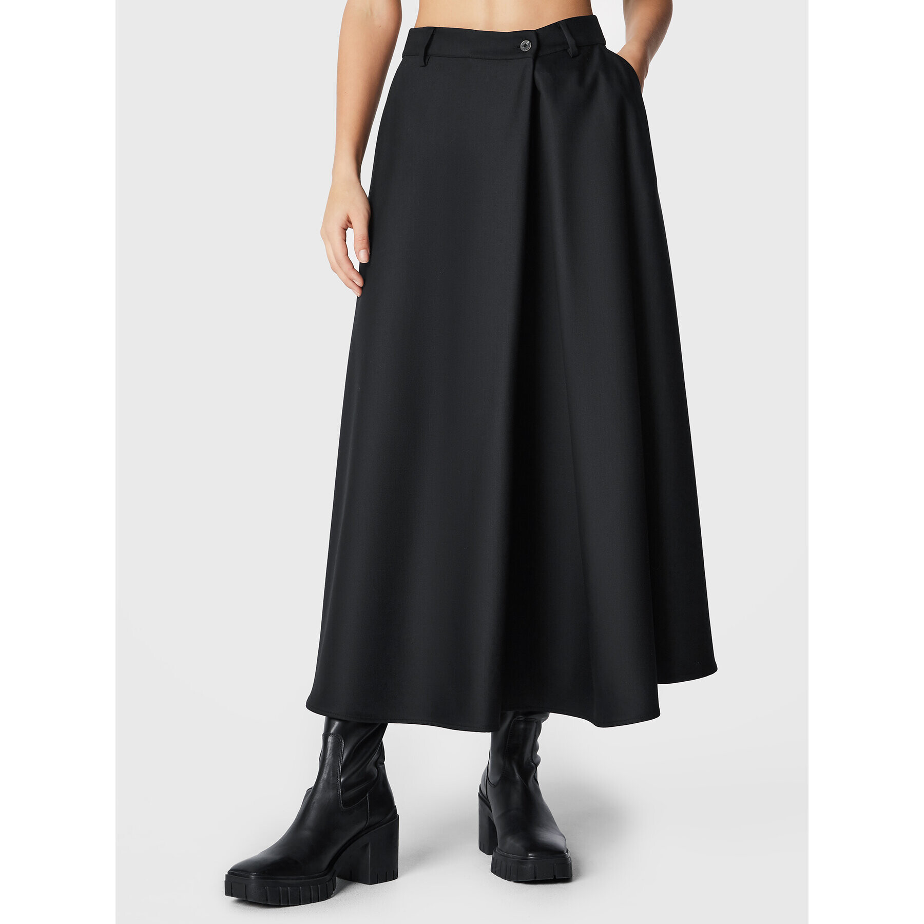 Simple Fustă trapez LINDA TOL SDD550-01 Negru Relaxed Fit - Pled.ro