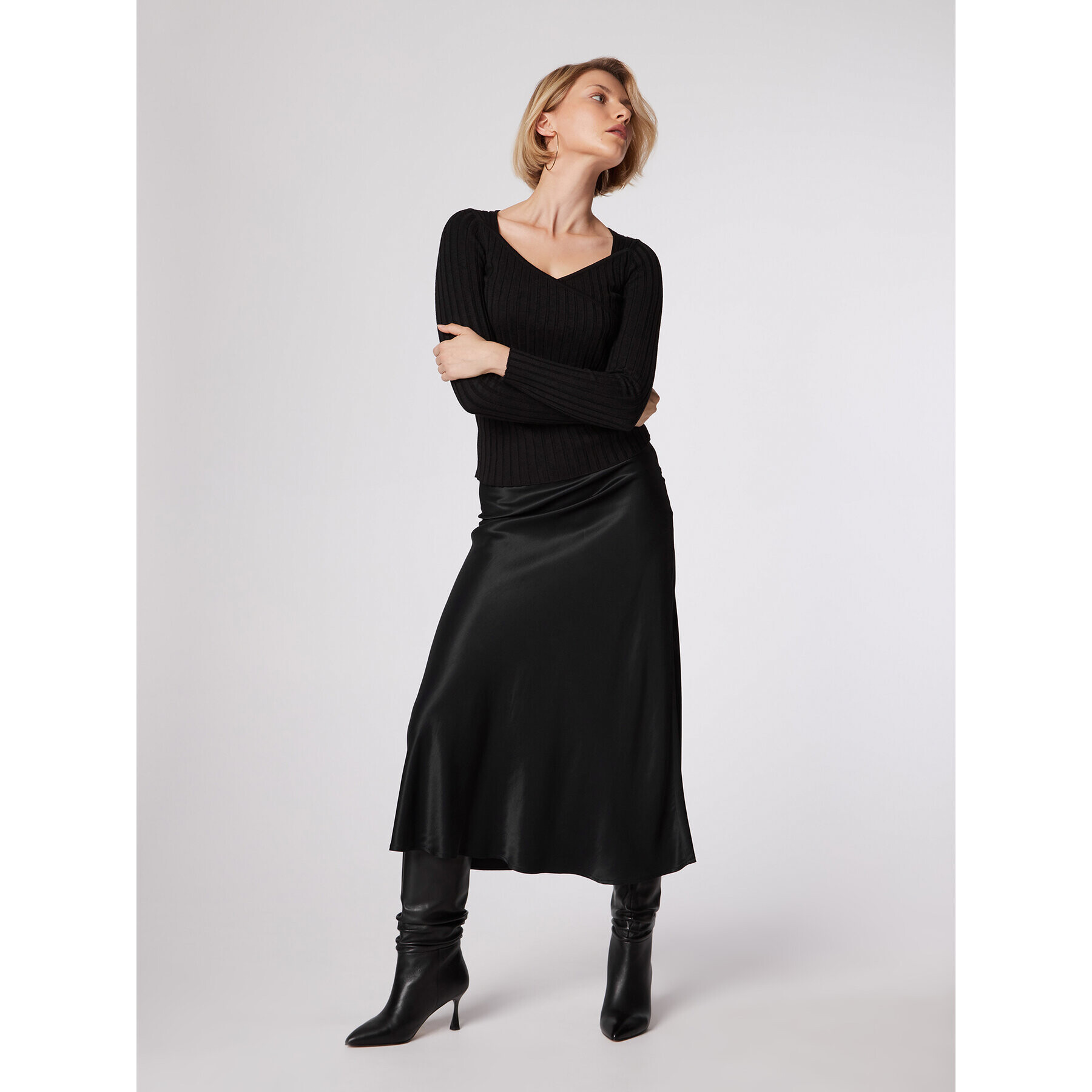 Simple Fustă midi SDD501 Negru Regular Fit - Pled.ro