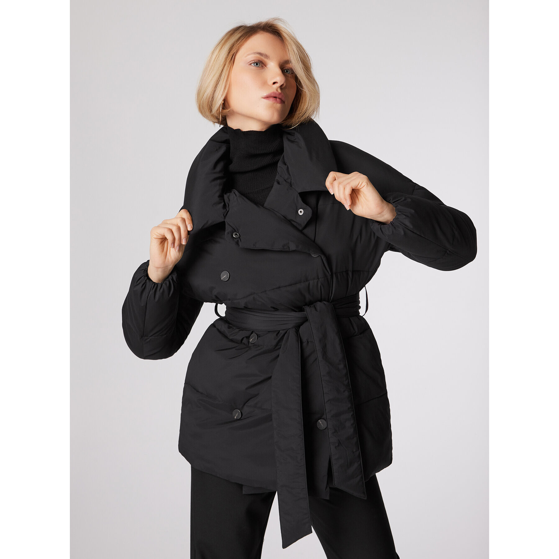 Simple Geacă de iarnă KUD501-01 Negru Relaxed Fit - Pled.ro