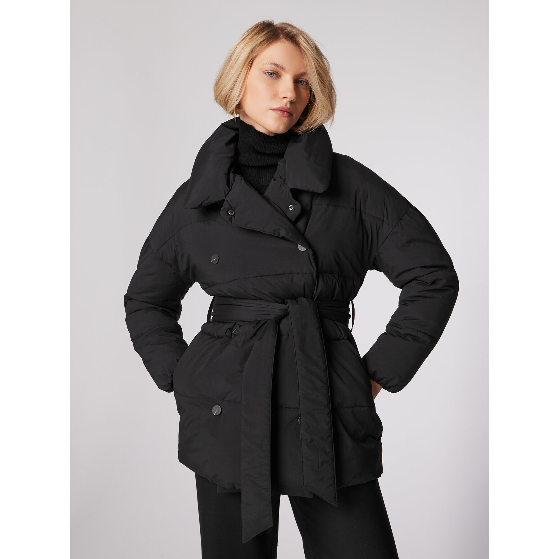 Simple Geacă de iarnă KUD501-01 Negru Relaxed Fit - Pled.ro