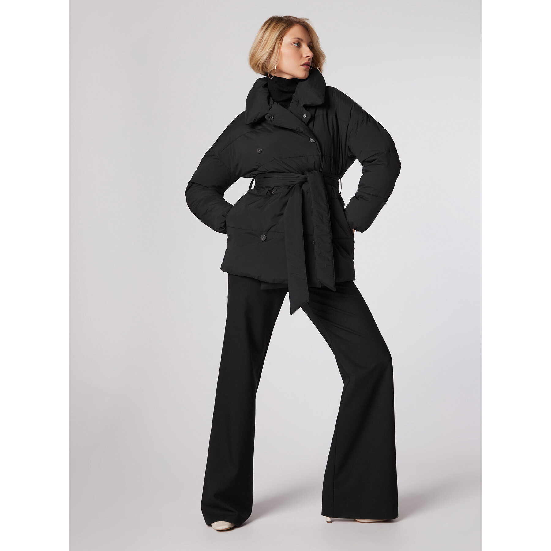 Simple Geacă de iarnă KUD501-01 Negru Relaxed Fit - Pled.ro