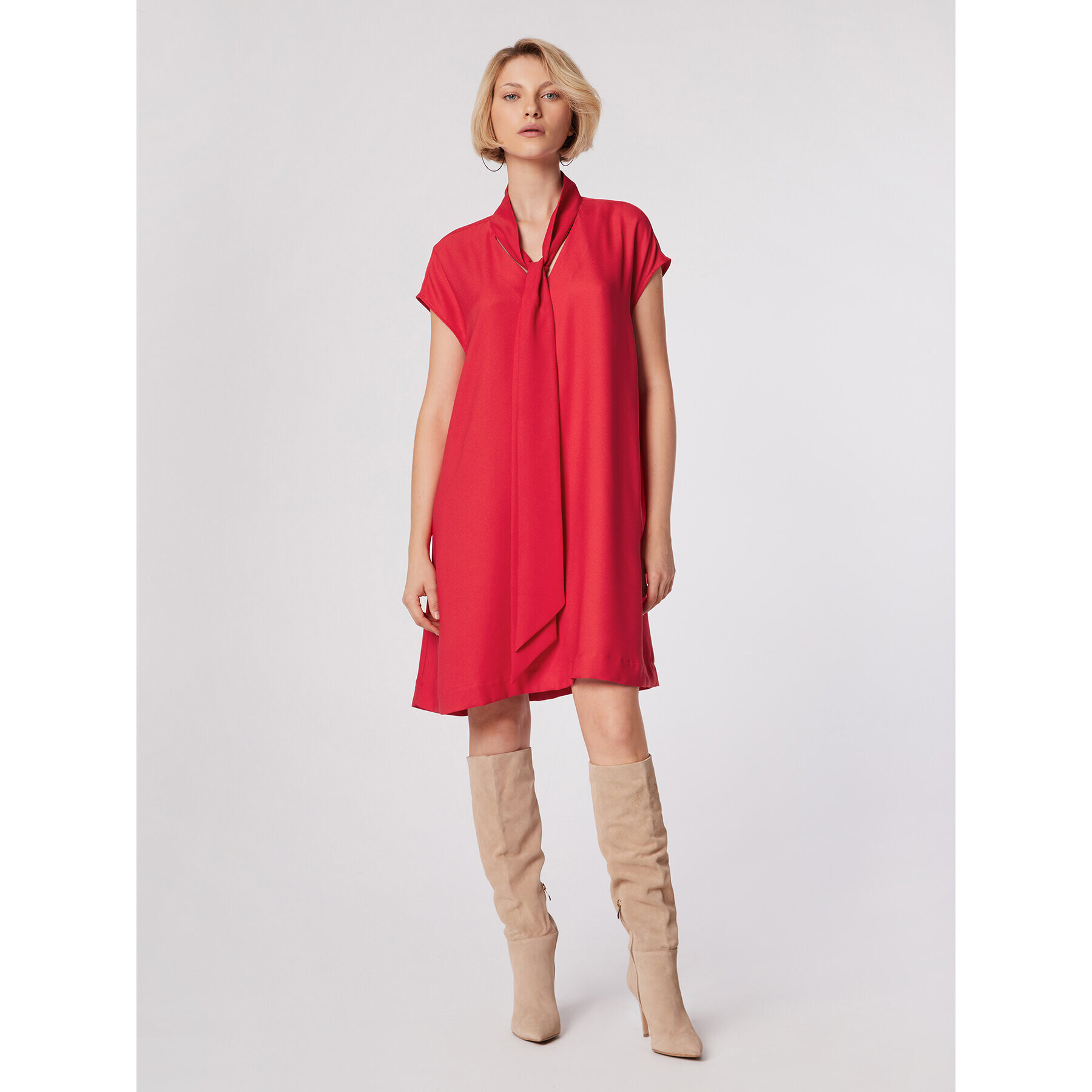 Simple Rochie cocktail SUD509-02 Roșu Loose Fit - Pled.ro