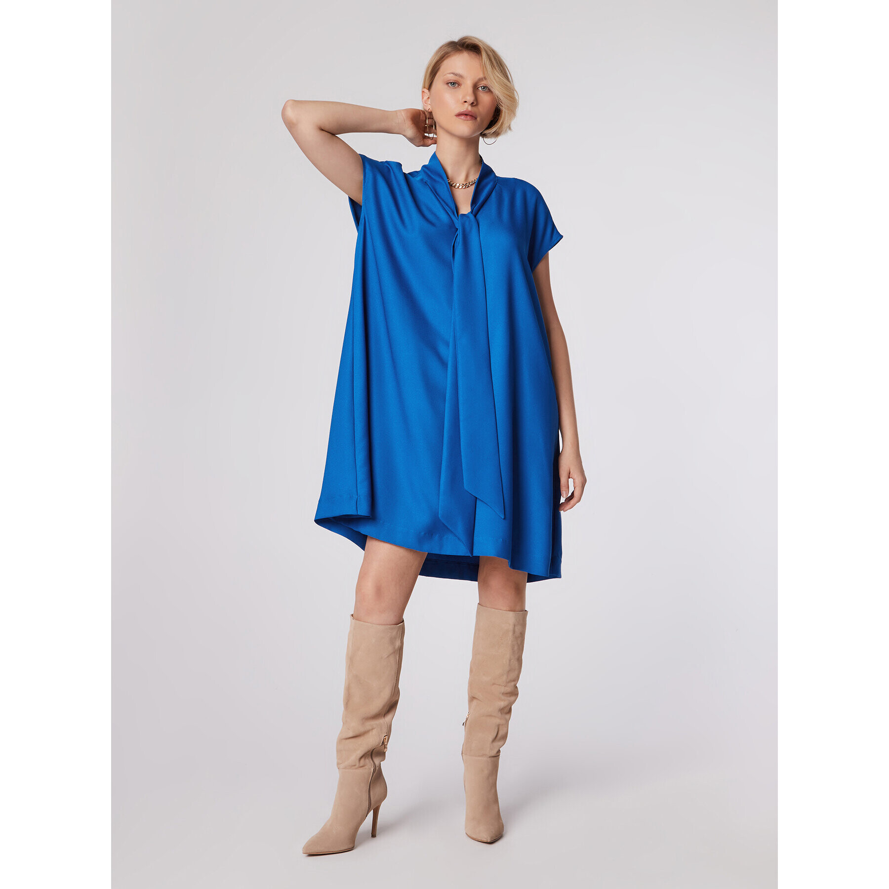 Simple Rochie cocktail SUD509-03 Albastru Relaxed Fit - Pled.ro