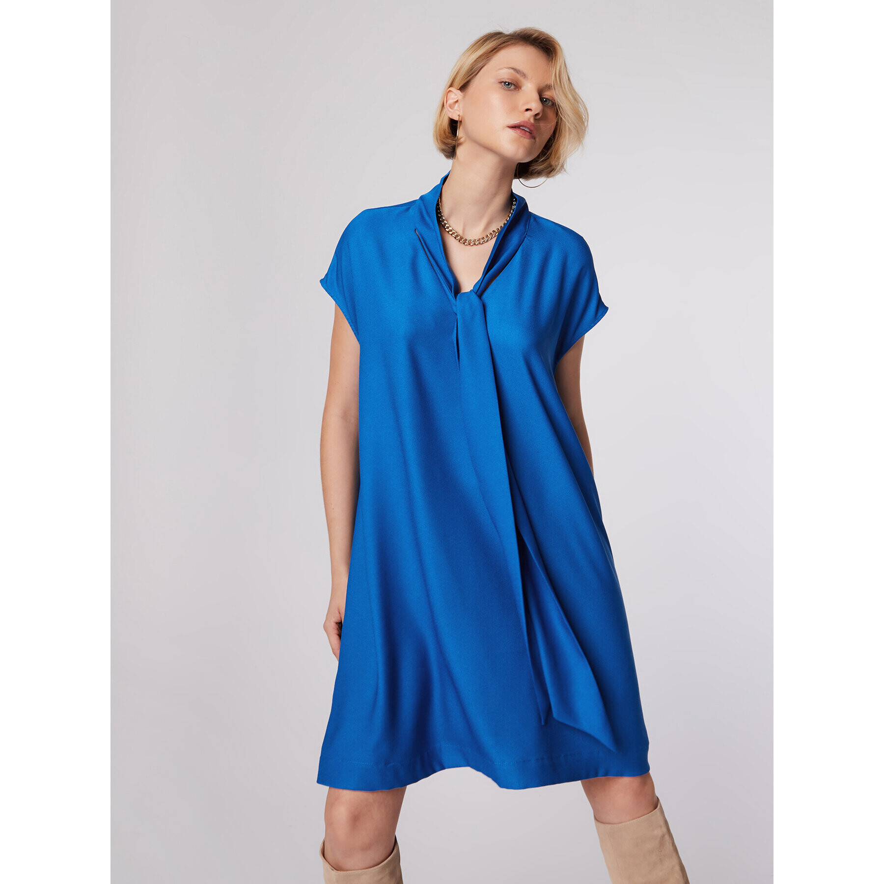 Simple Rochie cocktail SUD509-03 Albastru Relaxed Fit - Pled.ro