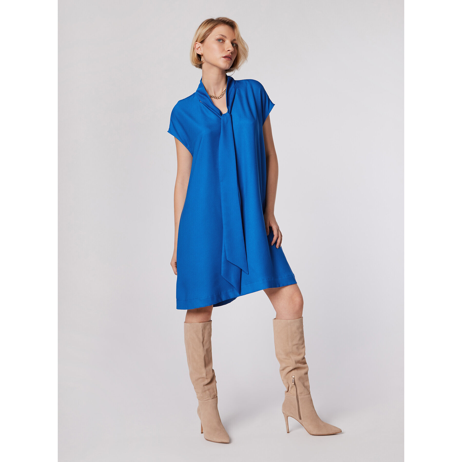 Simple Rochie cocktail SUD509-03 Albastru Relaxed Fit - Pled.ro