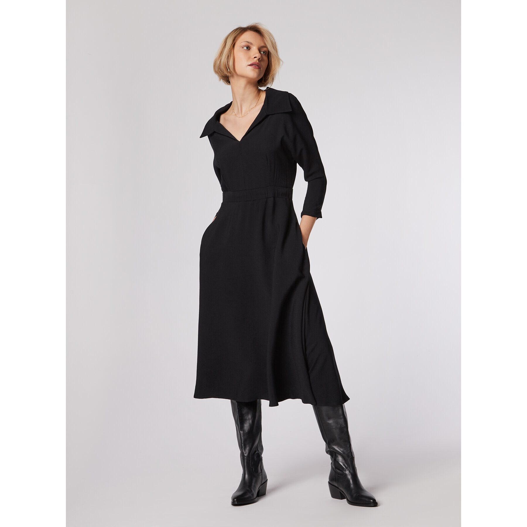 Simple Rochie de zi SUD517-01 Negru Regular Fit - Pled.ro