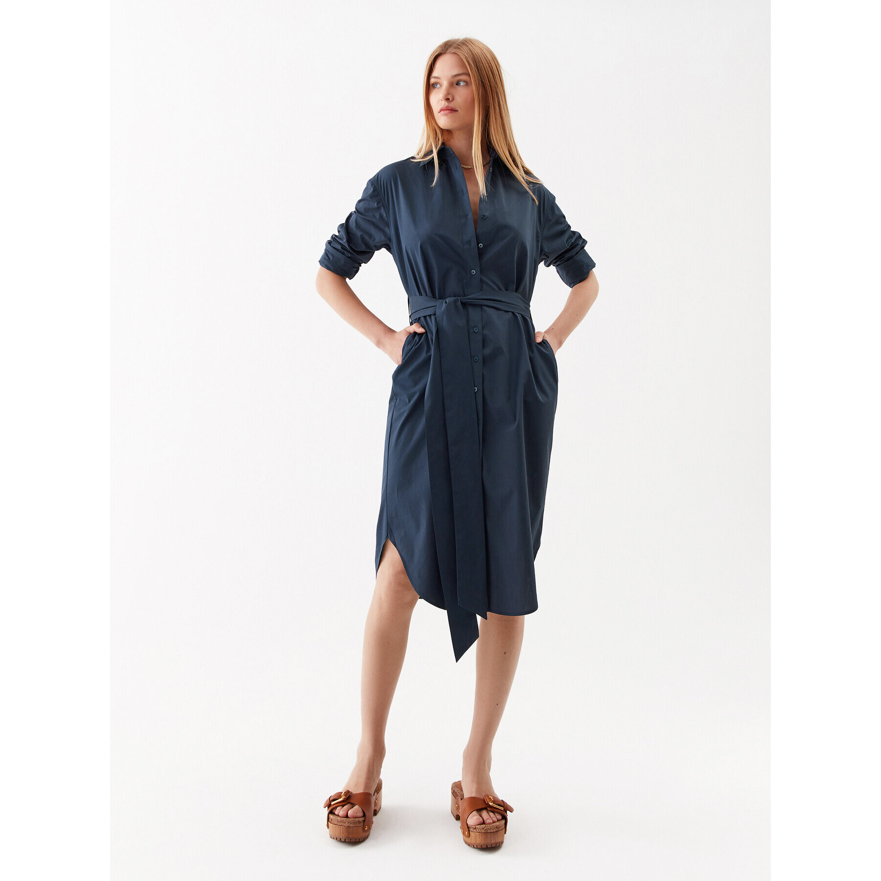 Simple Rochie tip cămașă SI23-SUD012 Bleumarin Regular Fit - Pled.ro