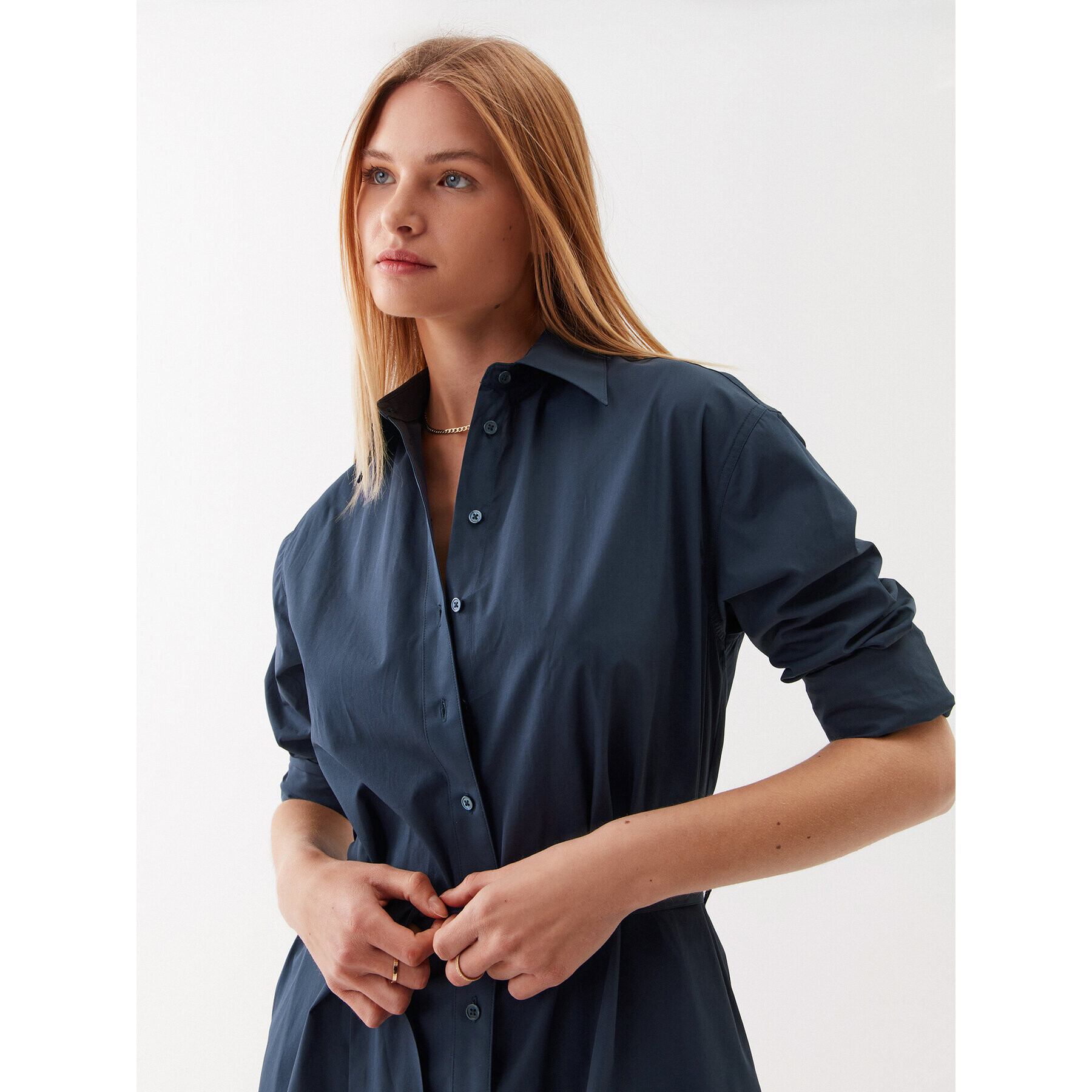 Simple Rochie tip cămașă SI23-SUD012 Bleumarin Regular Fit - Pled.ro