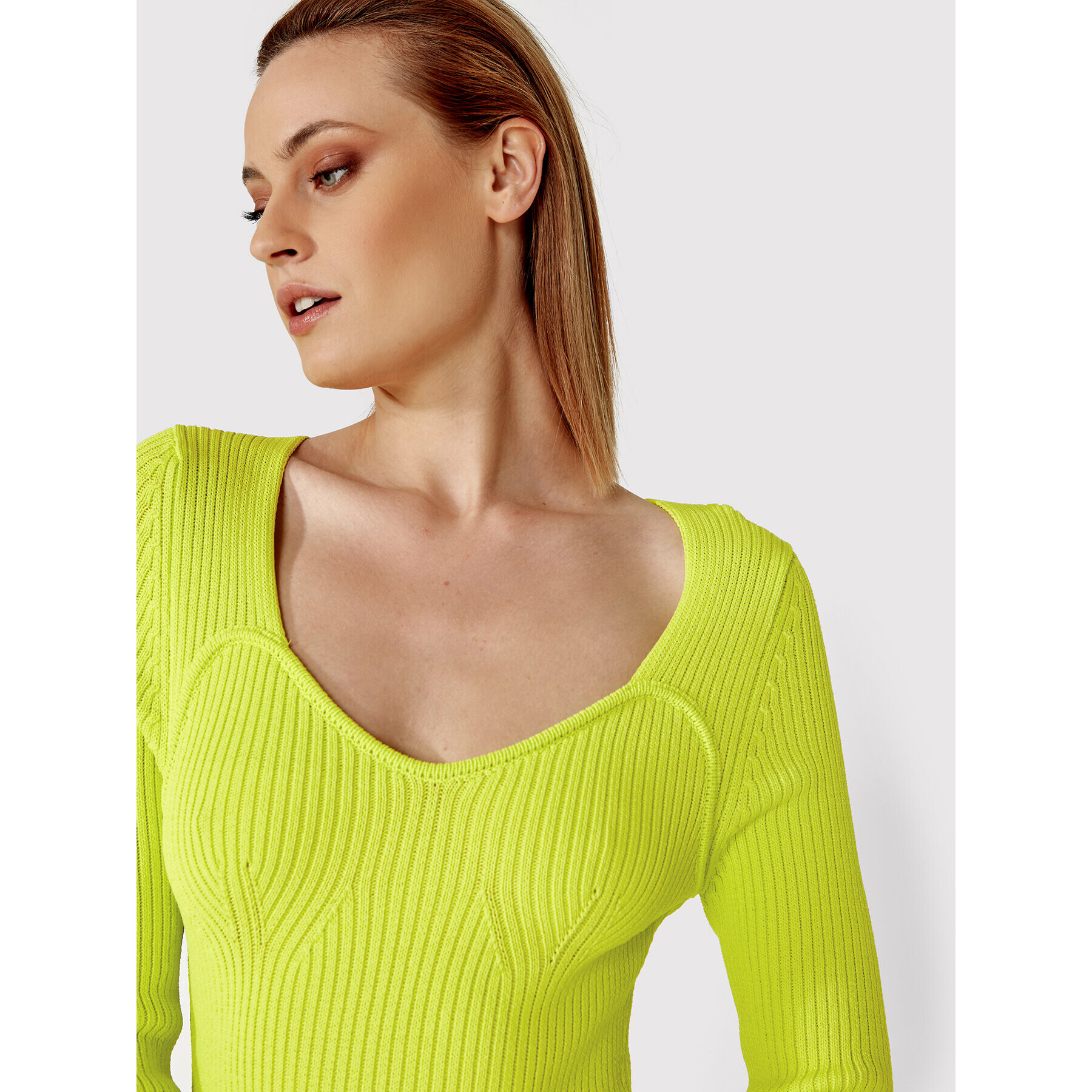 Simple Rochie tricotată SUD008 Verde Slim Fit - Pled.ro