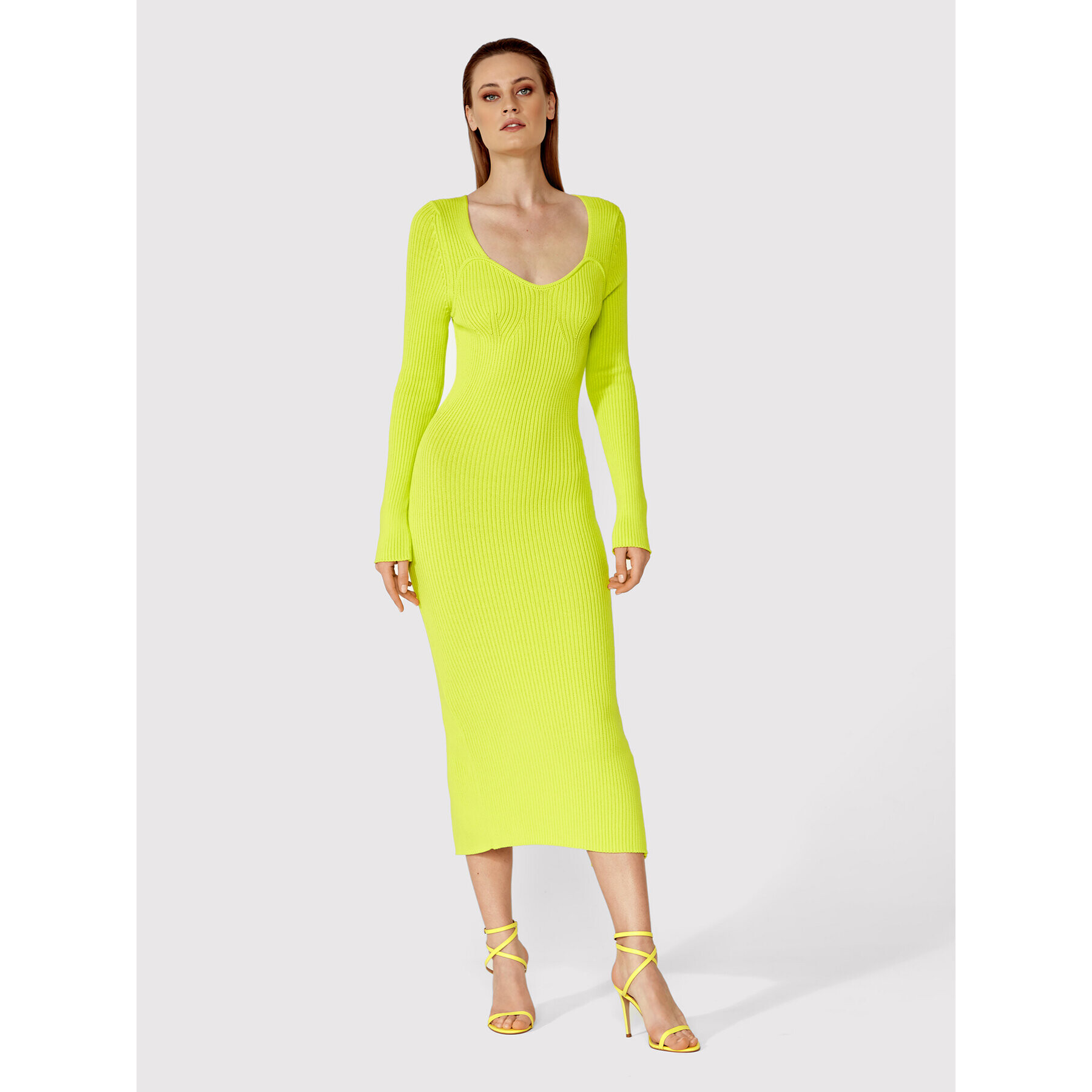 Simple Rochie tricotată SUD008 Verde Slim Fit - Pled.ro