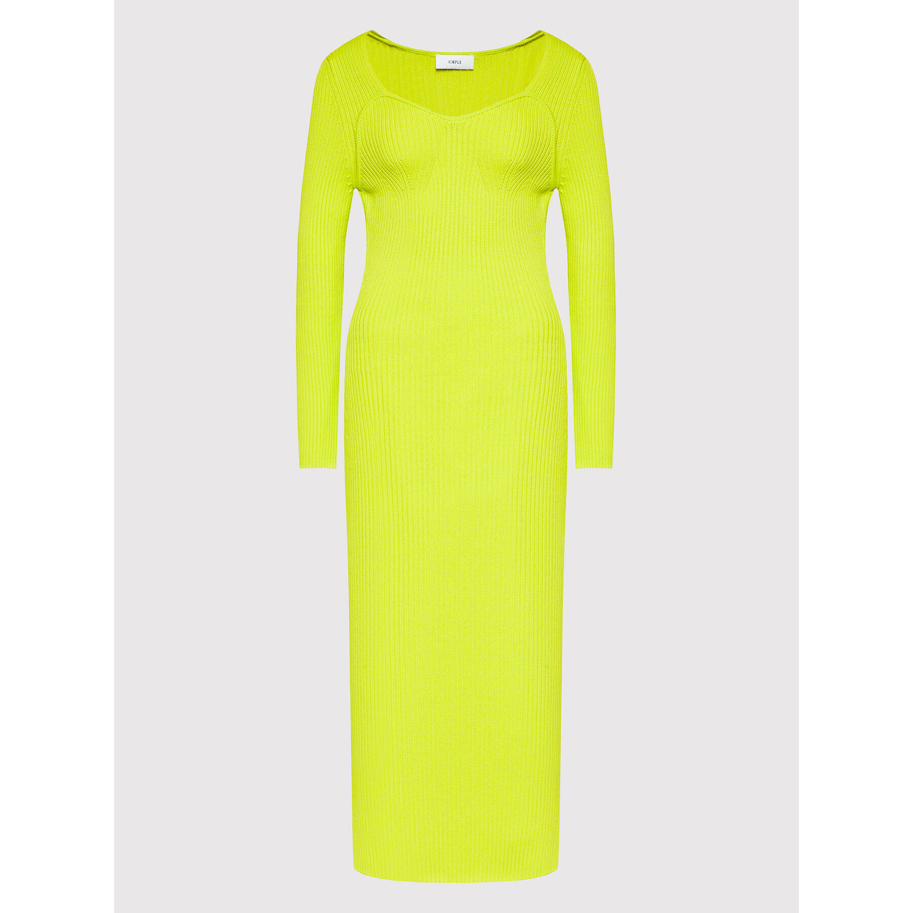 Simple Rochie tricotată SUD008 Verde Slim Fit - Pled.ro