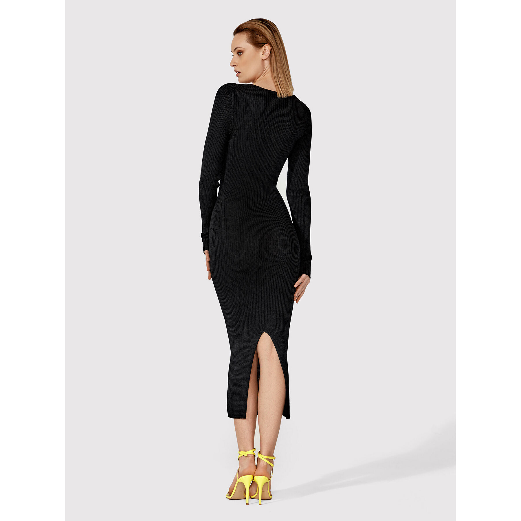 Simple Rochie tricotată SUD043 Negru Slim Fit - Pled.ro