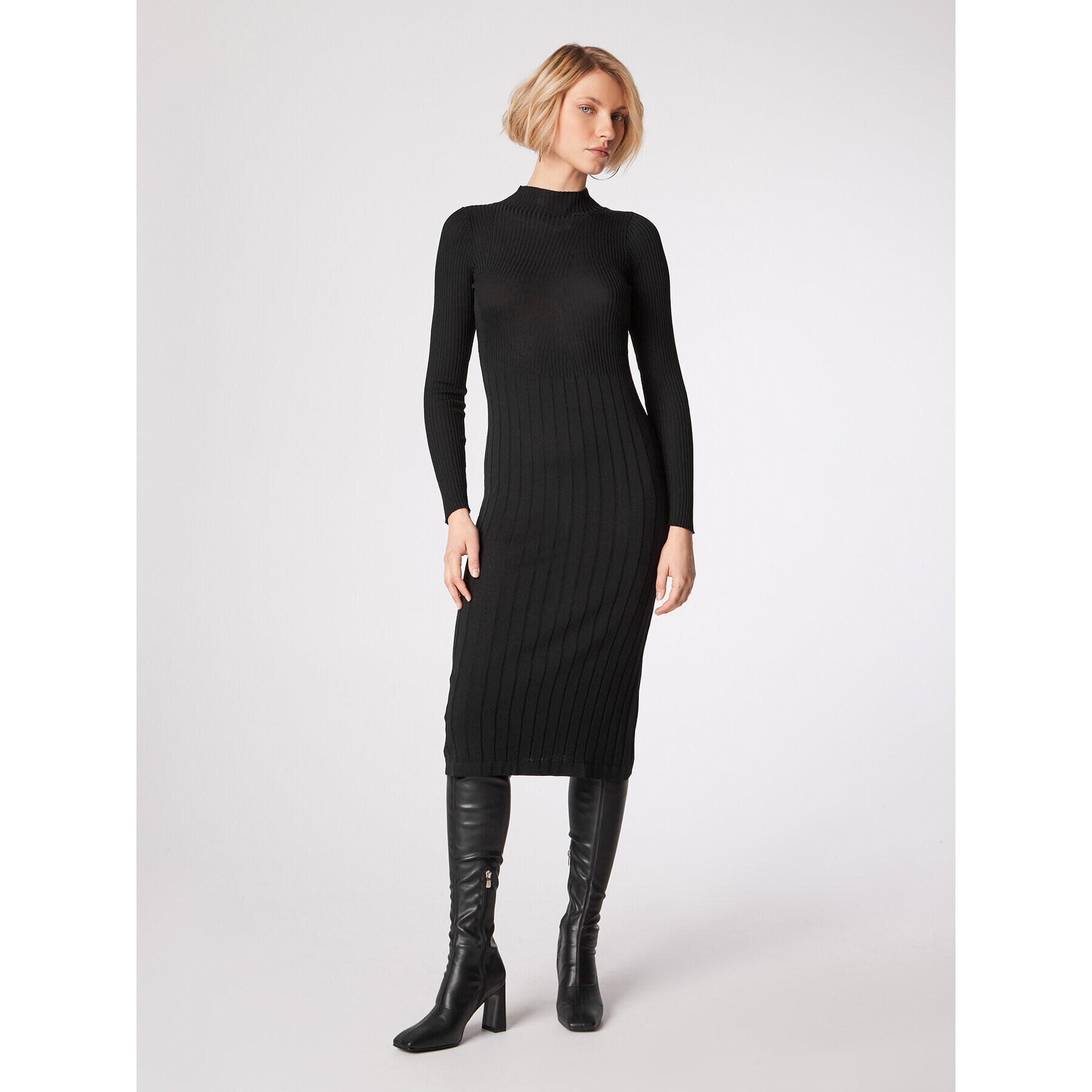 Simple Rochie tricotată SUD507-01 Negru Slim Fit - Pled.ro