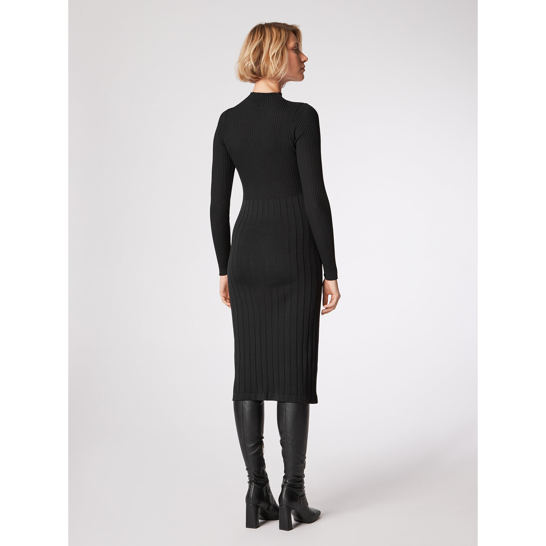 Simple Rochie tricotată SUD507-01 Negru Slim Fit - Pled.ro